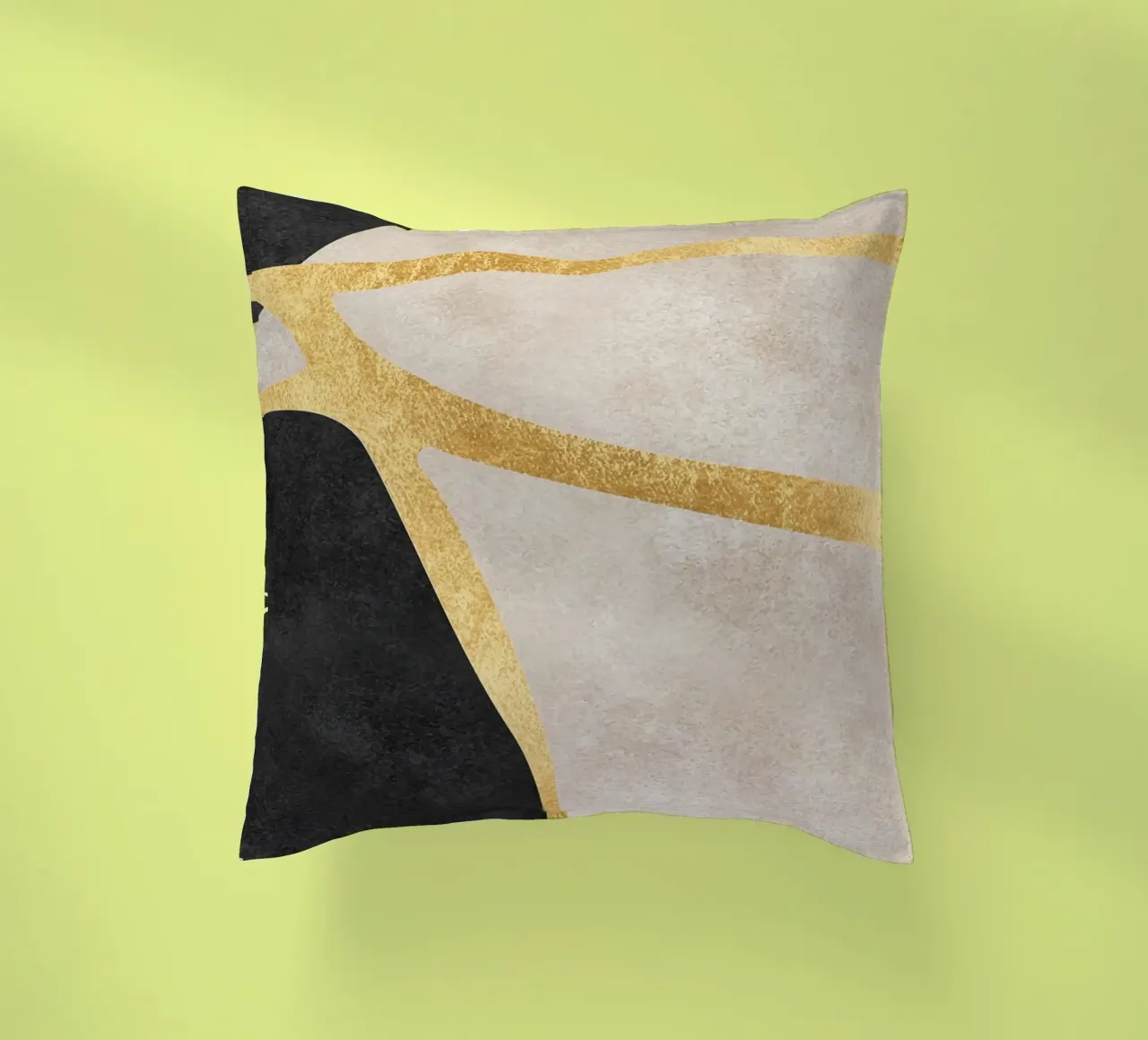 abstract art shapes black with gold cuscino da vintageshop