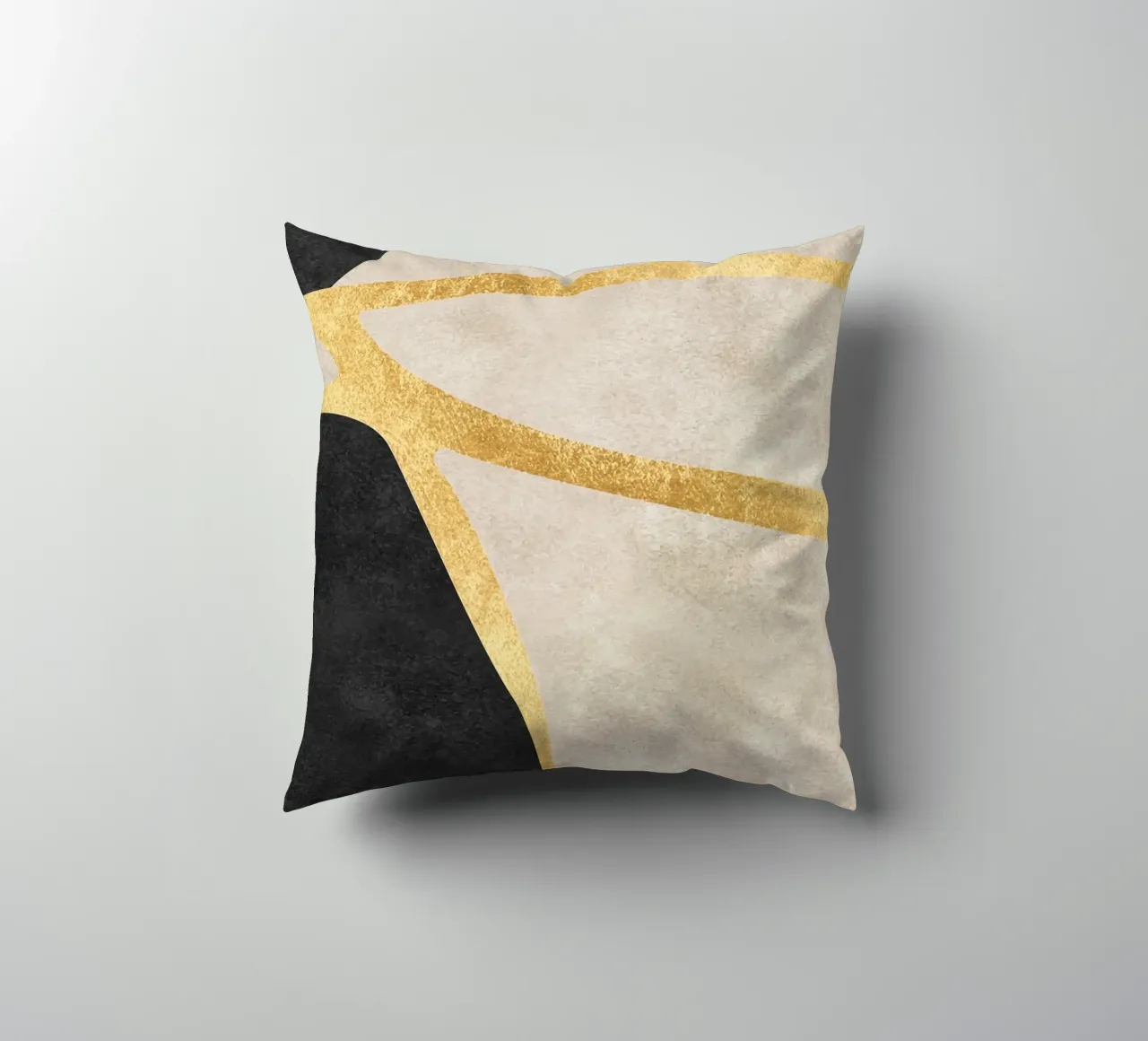abstract art shapes black with gold cuscino da vintageshop