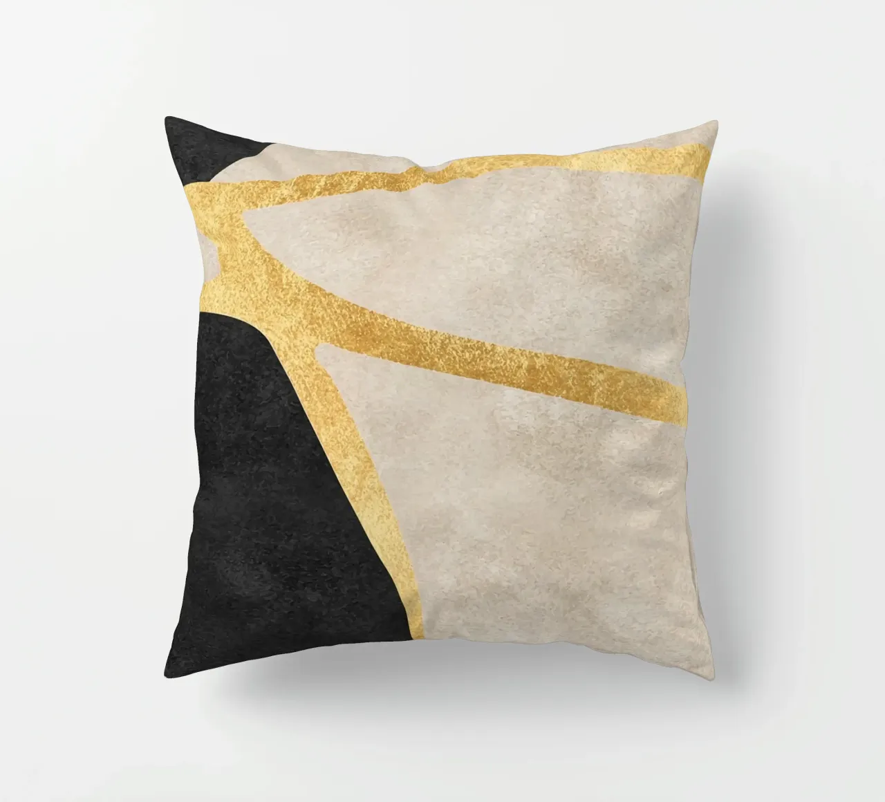abstract art shapes black with gold cuscino da vintageshop