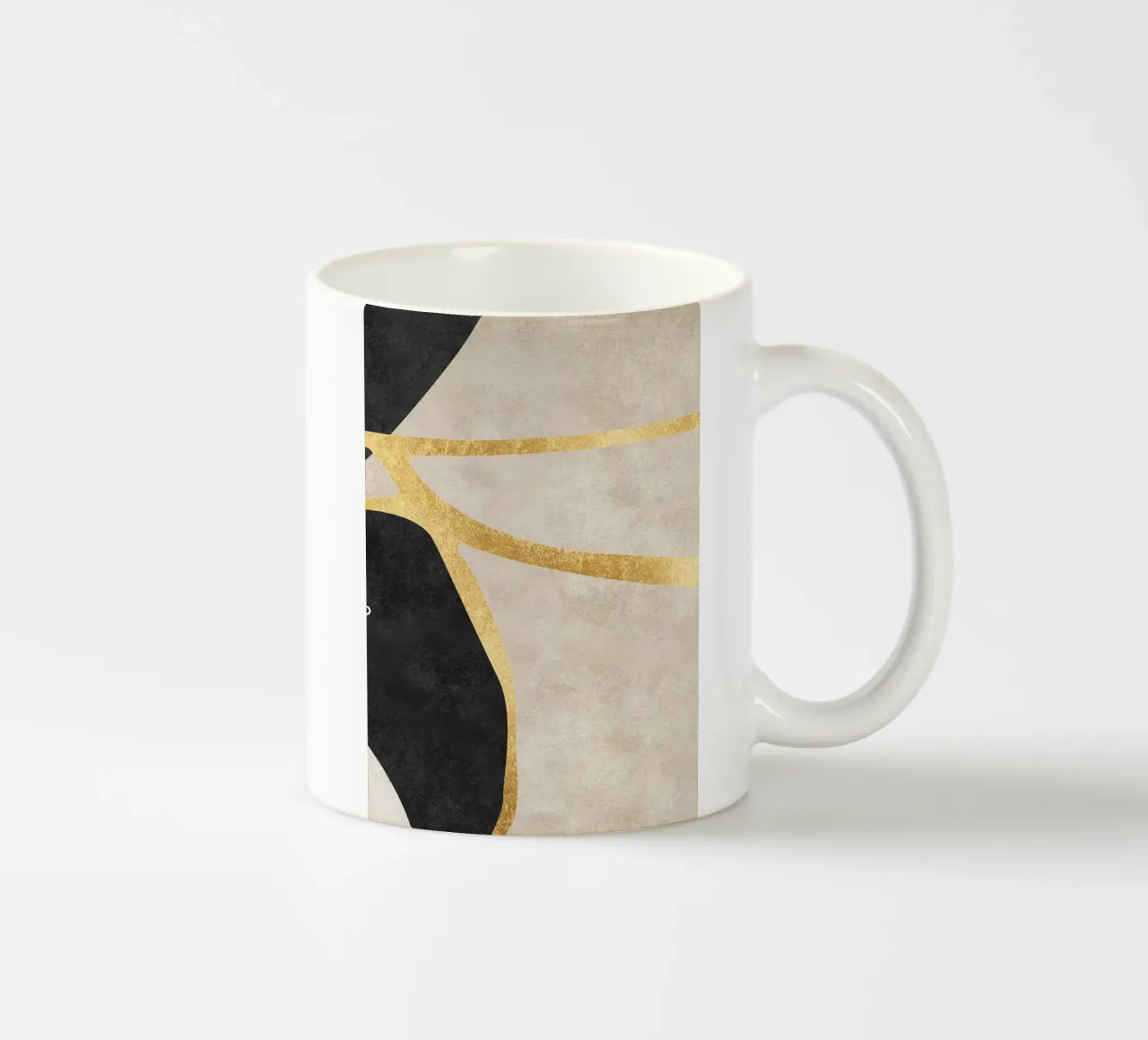 abstract art shapes black with gold tazza in ceramica da vintageshop