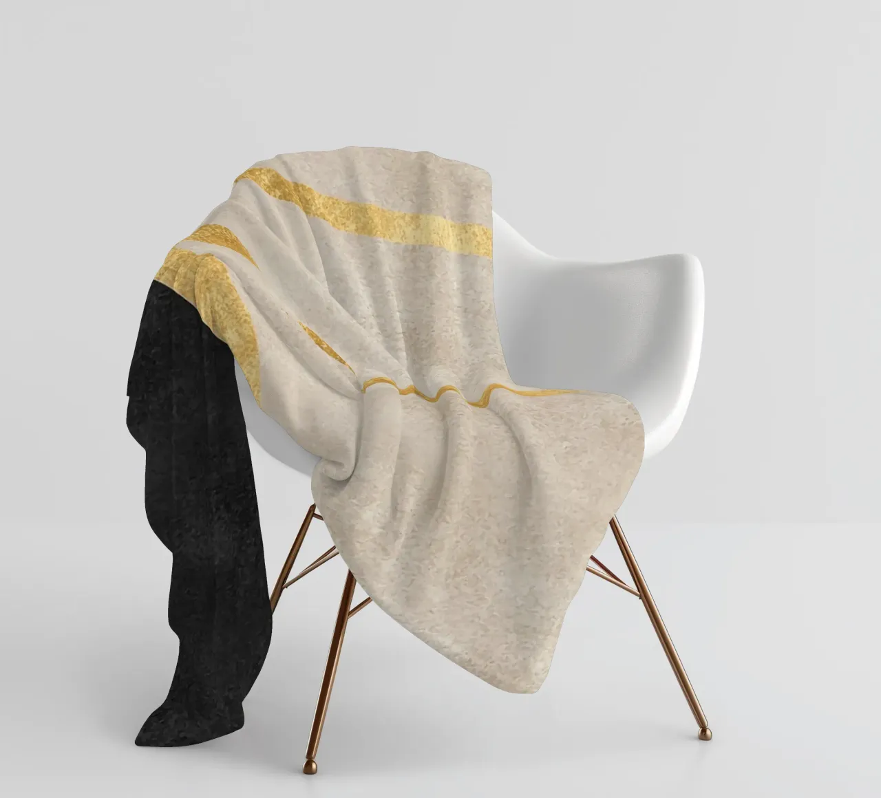 abstract art shapes black with gold coperta in pile da vintageshop
