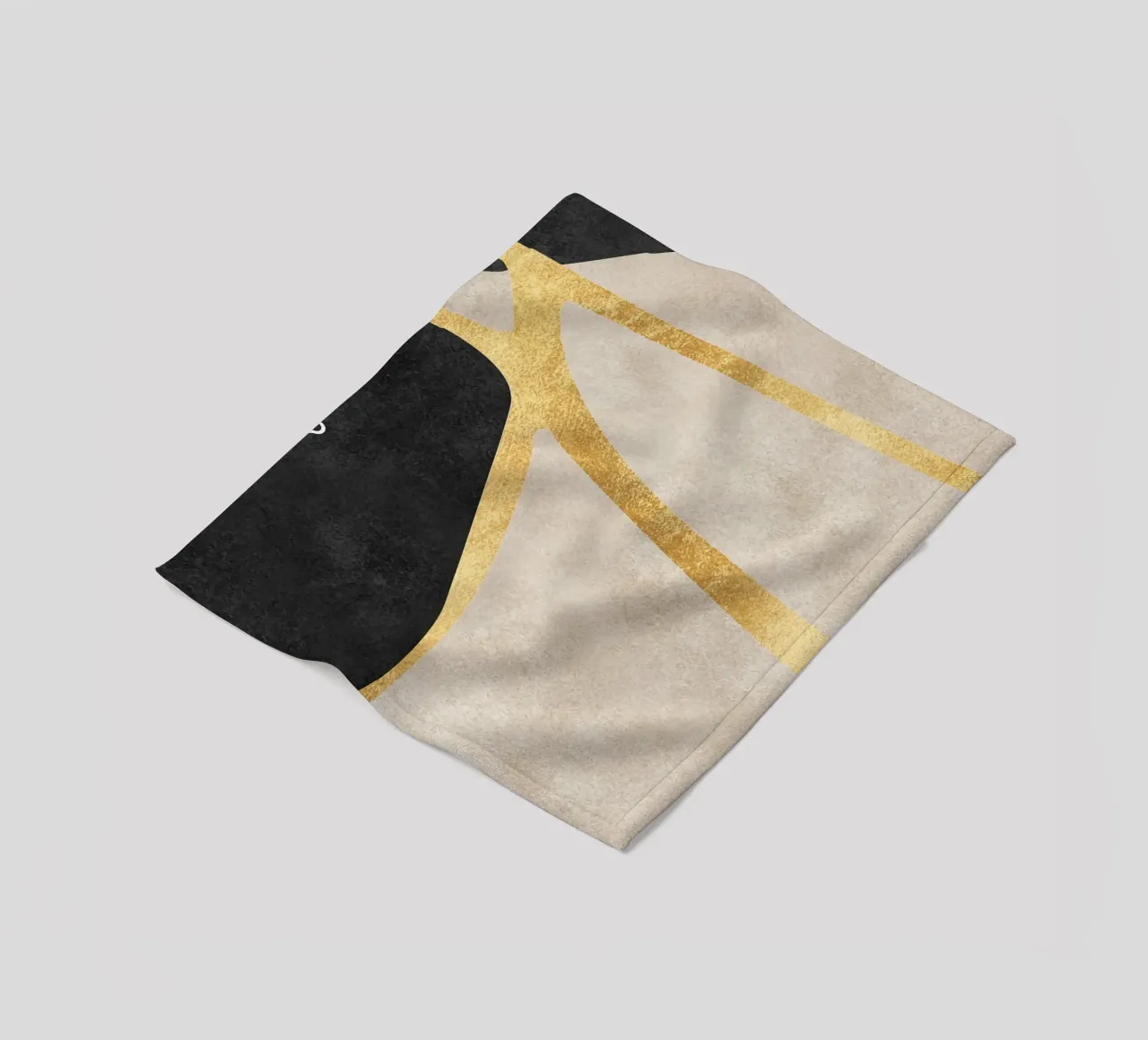 abstract art shapes black with gold coperta in pile da vintageshop