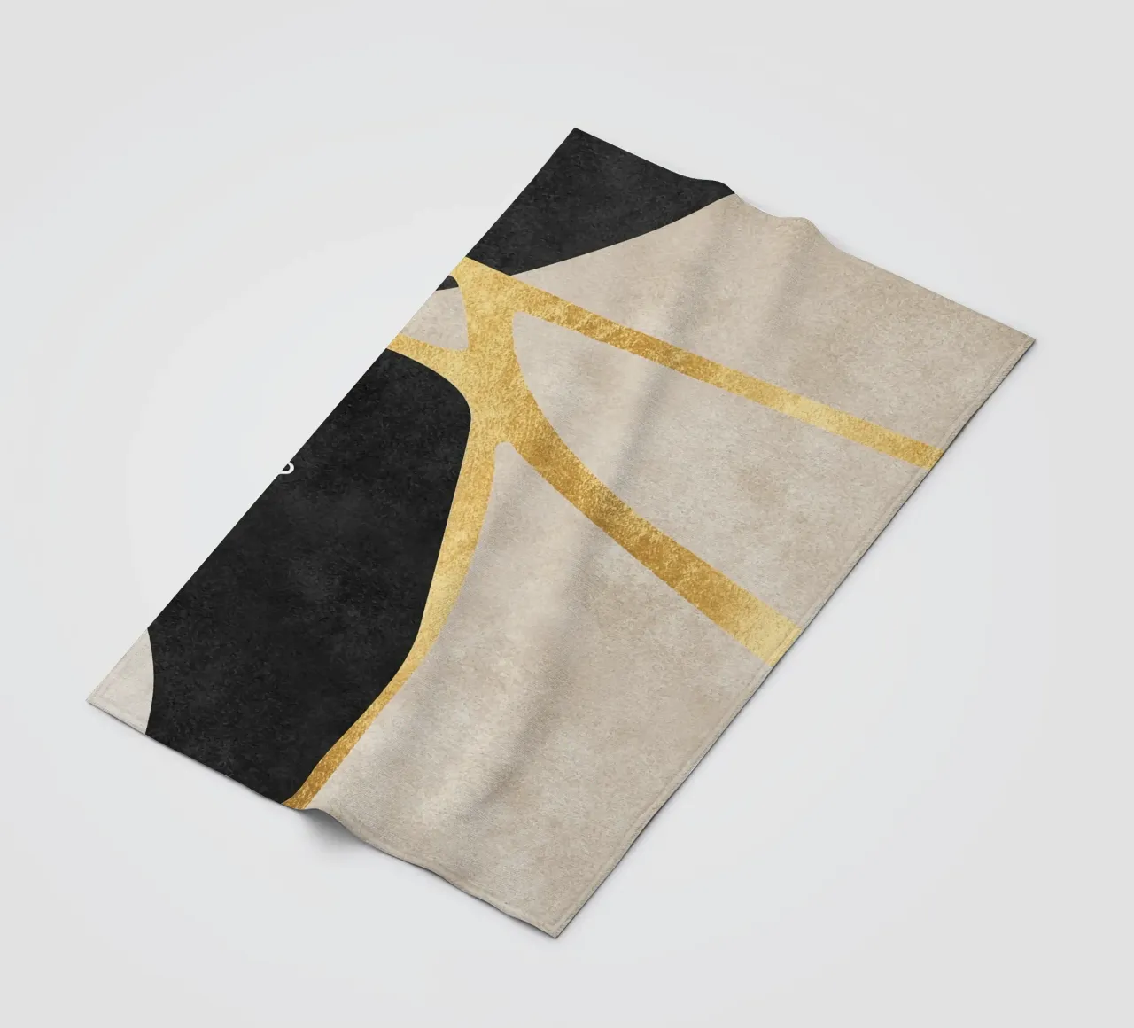 abstract art shapes black with gold coperta in pile da vintageshop