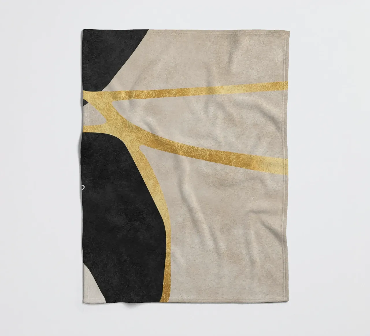abstract art shapes black with gold coperta in pile da vintageshop