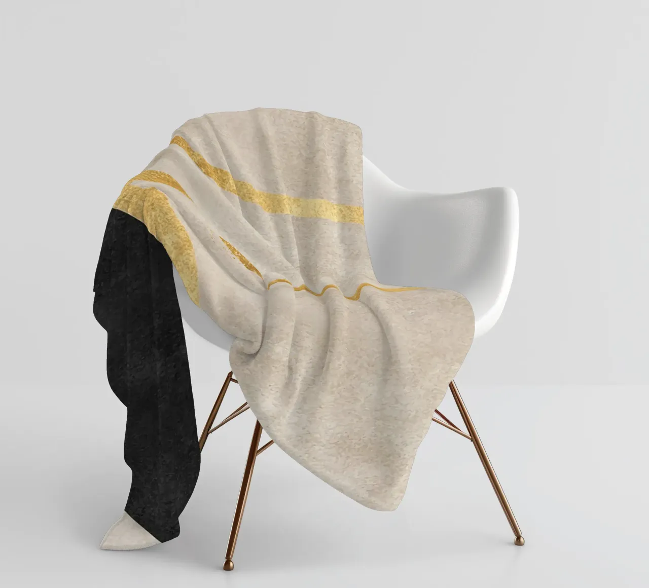abstract art shapes black with gold coperta in pile da vintageshop