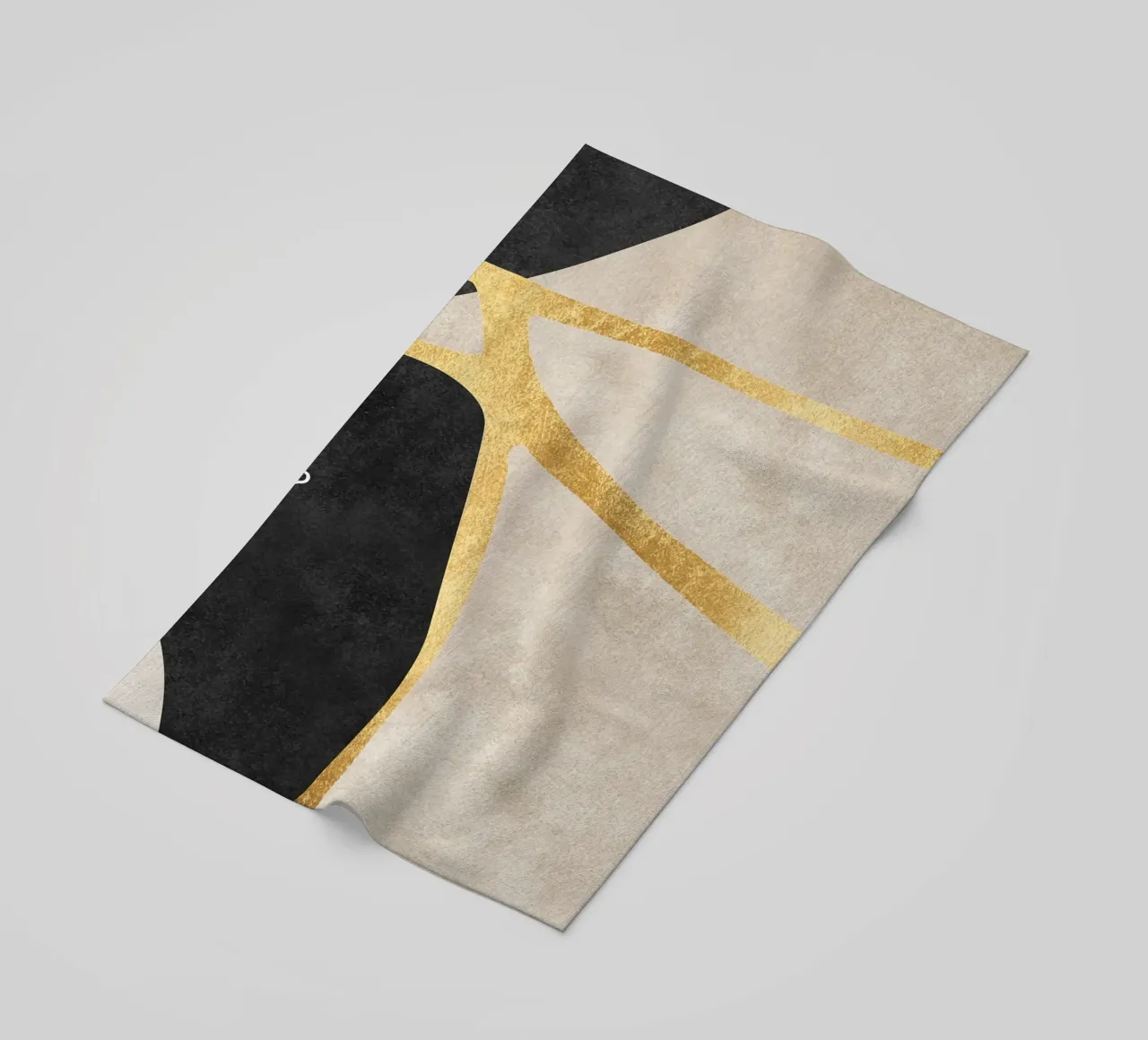 abstract art shapes black with gold telo mare da vintageshop