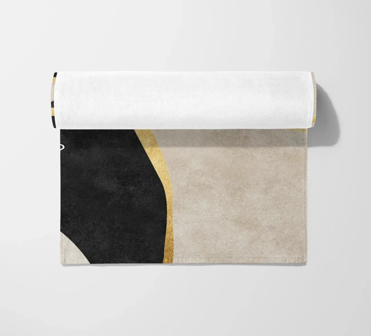 abstract art shapes black with gold telo mare da vintageshop