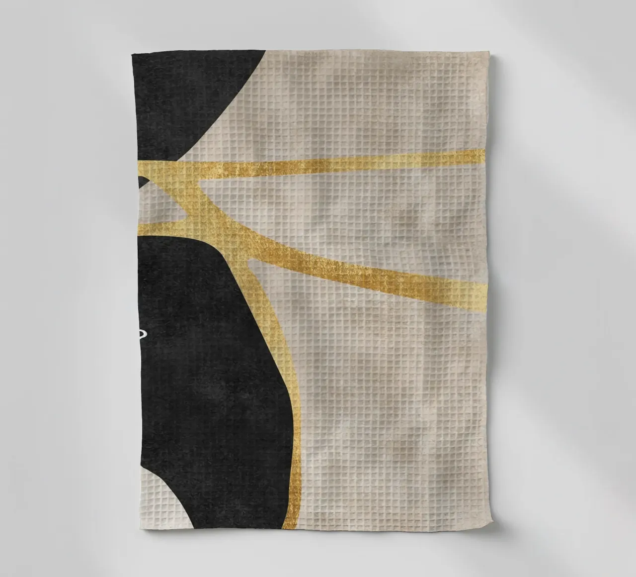 abstract art shapes black with gold canovaccio da cucina da vintageshop