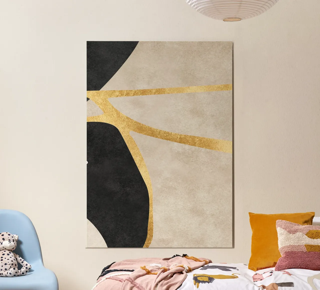 abstract art shapes black with gold alluminio dibond da vintageshop