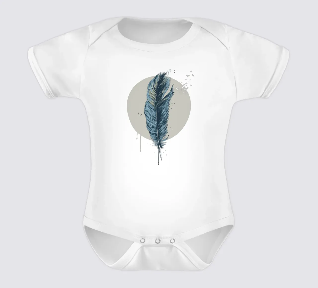 Feather In A Circle body neonato maniche corte da Balazs Solti