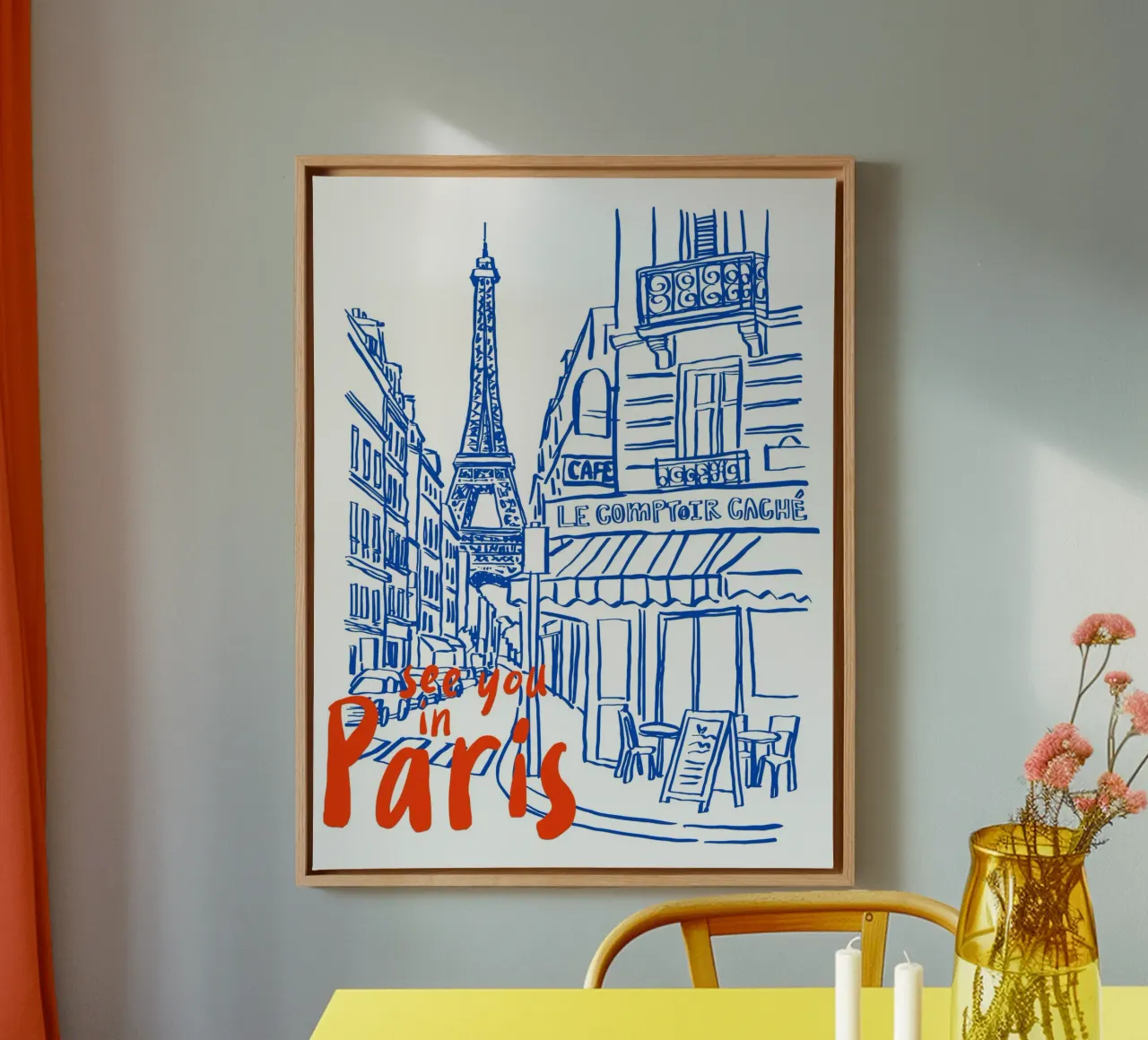 see you in Paris tela con Cornice a cassetta da ramosashop
