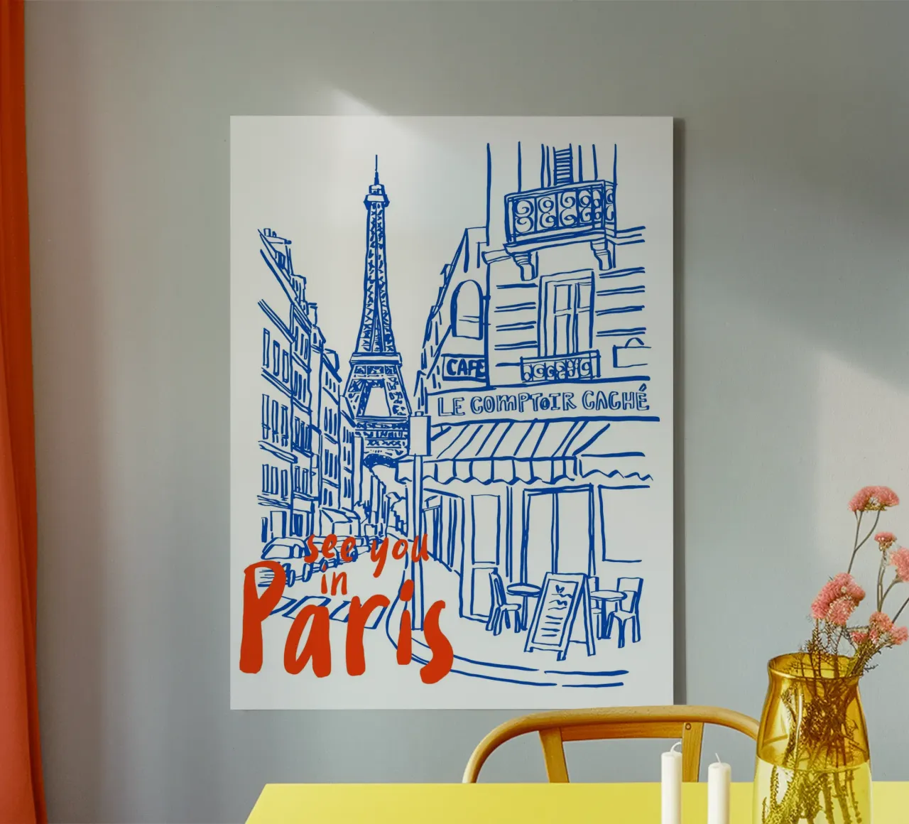see you in Paris tela con Cornice a cassetta da ramosashop