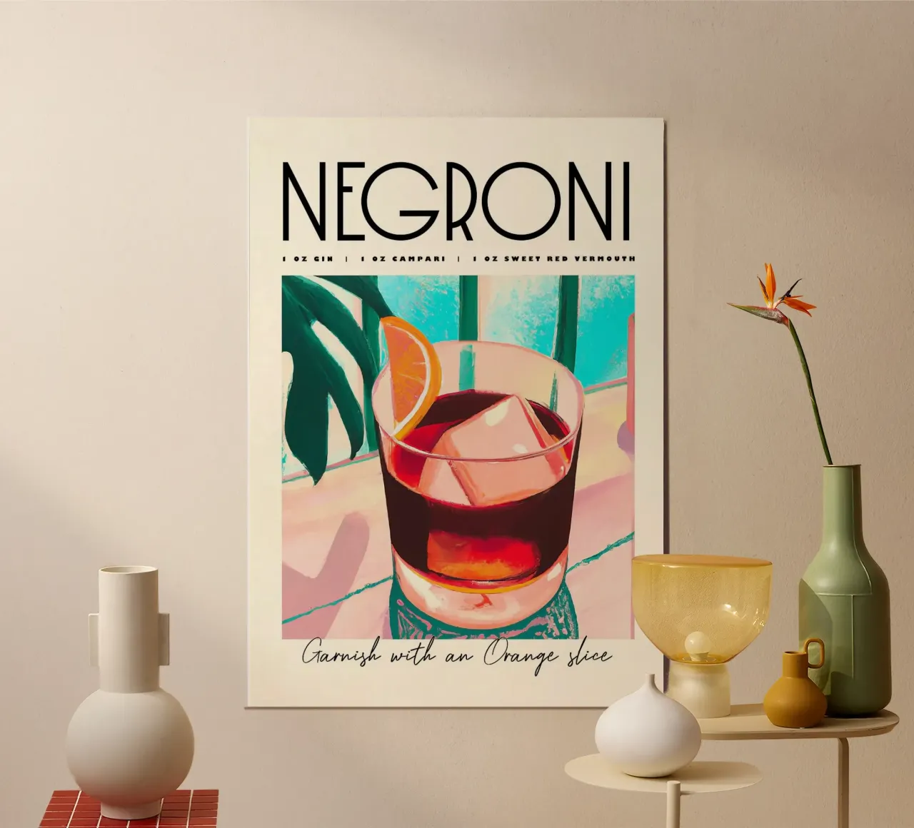 negroni cocktail poster da John C Labut