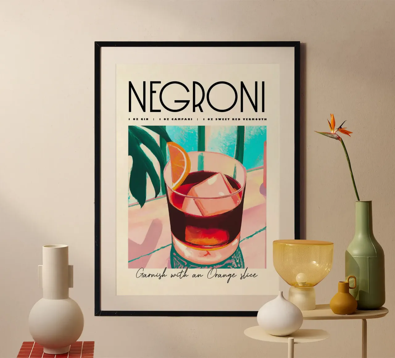 negroni cocktail poster da John C Labut