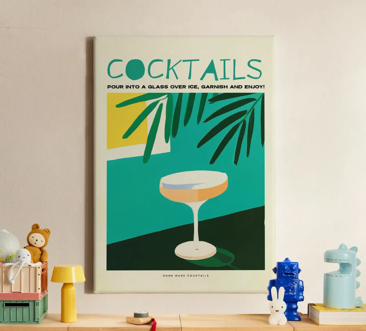 cocktailglas canvas met Baklijst van John C Labut