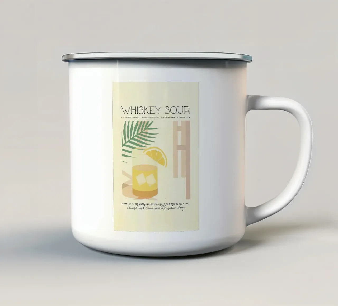 whiskey sour enamel mug by John C Labut