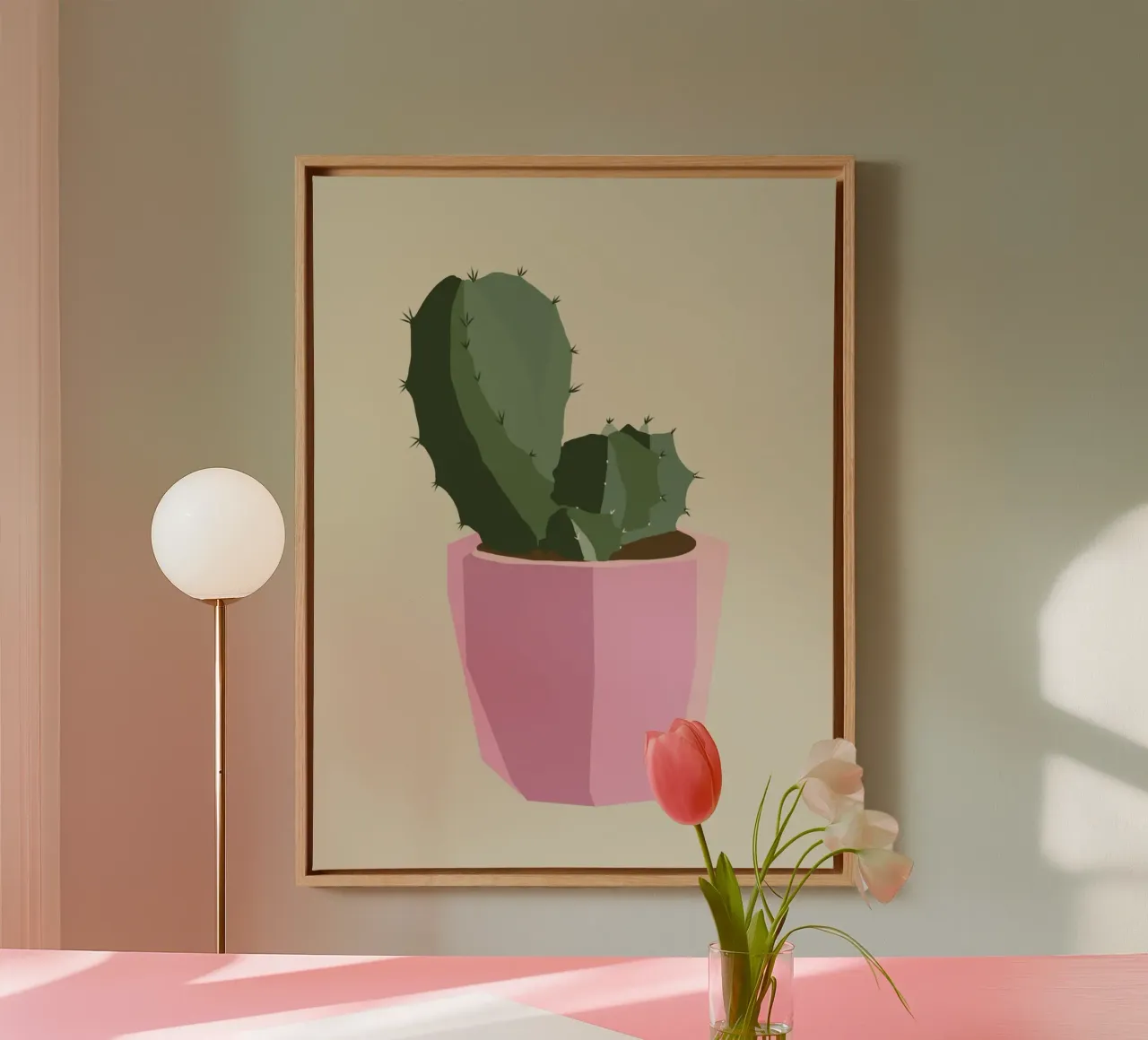 Cactus 04 tela con Cornice a cassetta da Little Dean
