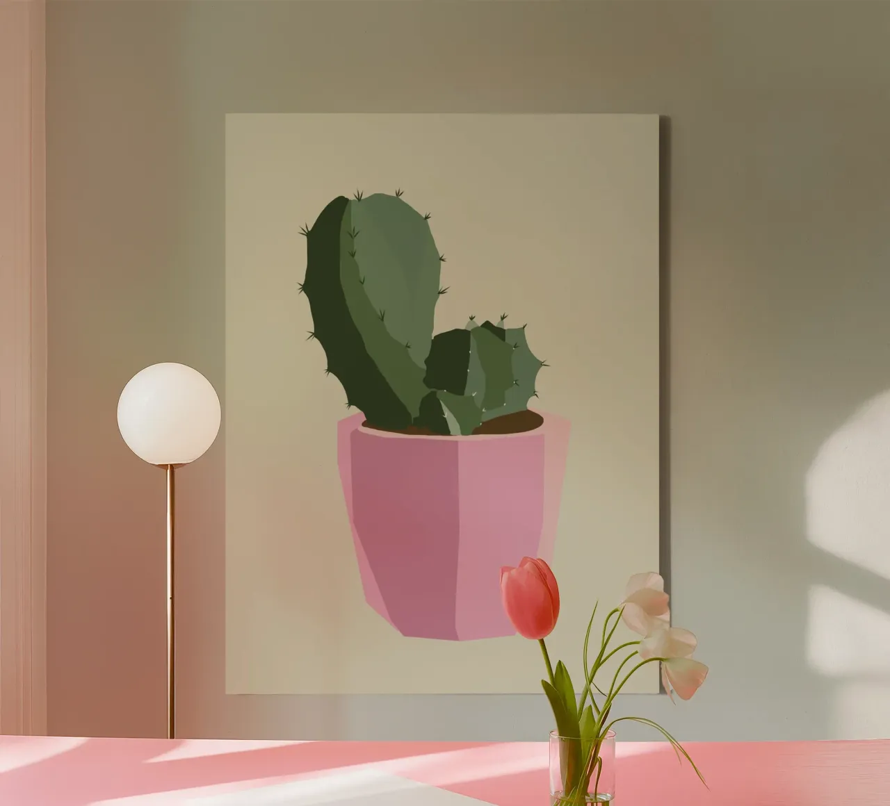 Cactus 04 tela con Cornice a cassetta da Little Dean