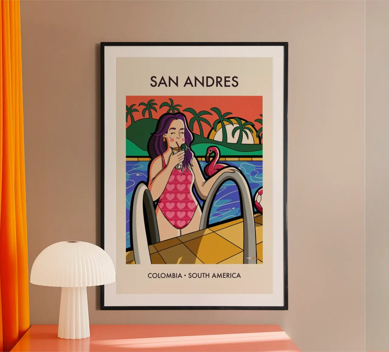 Instagirl San Andres poster con telaio in legno da Rafa Gomes