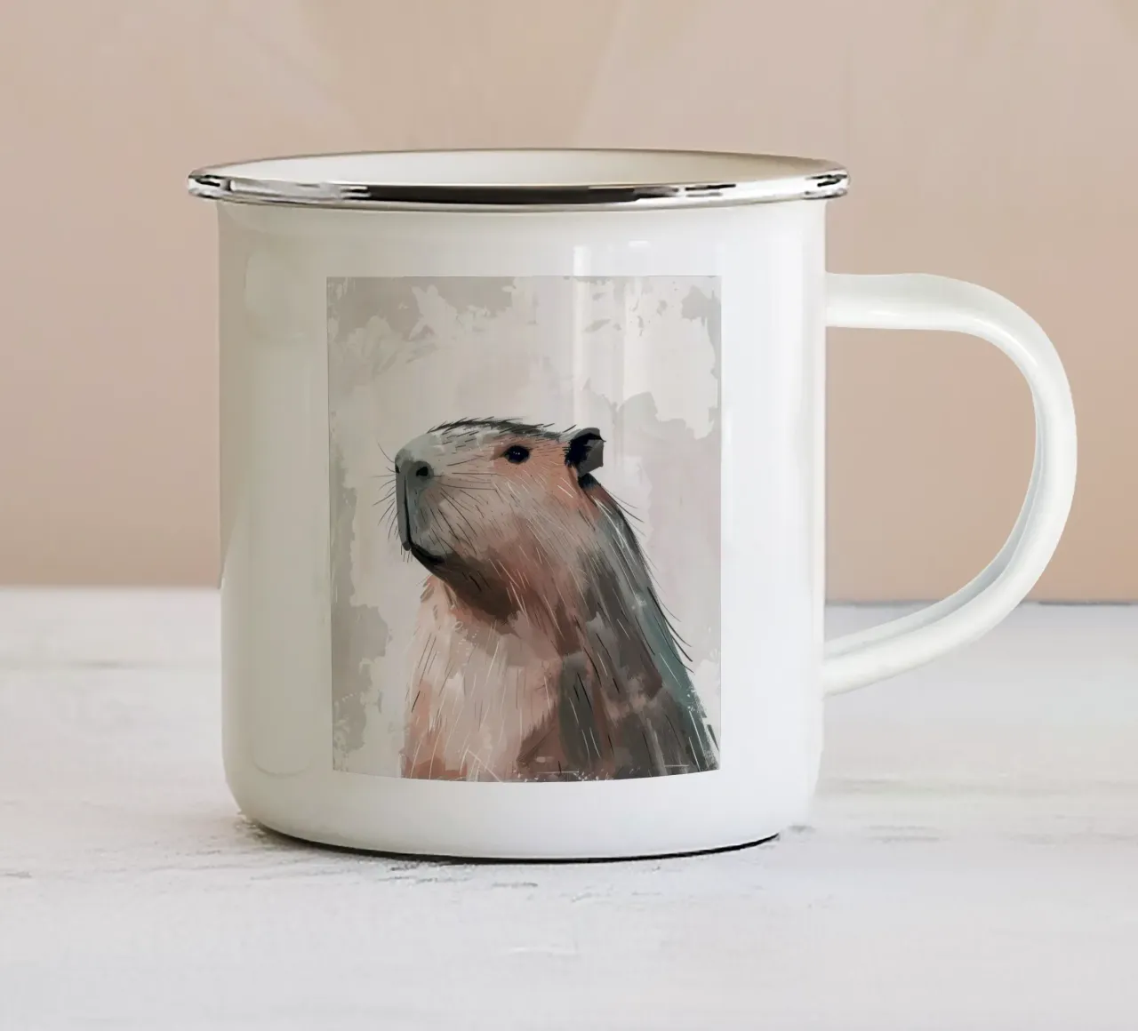 Ritratto di capibara tazza in smalto da DesignDoodle