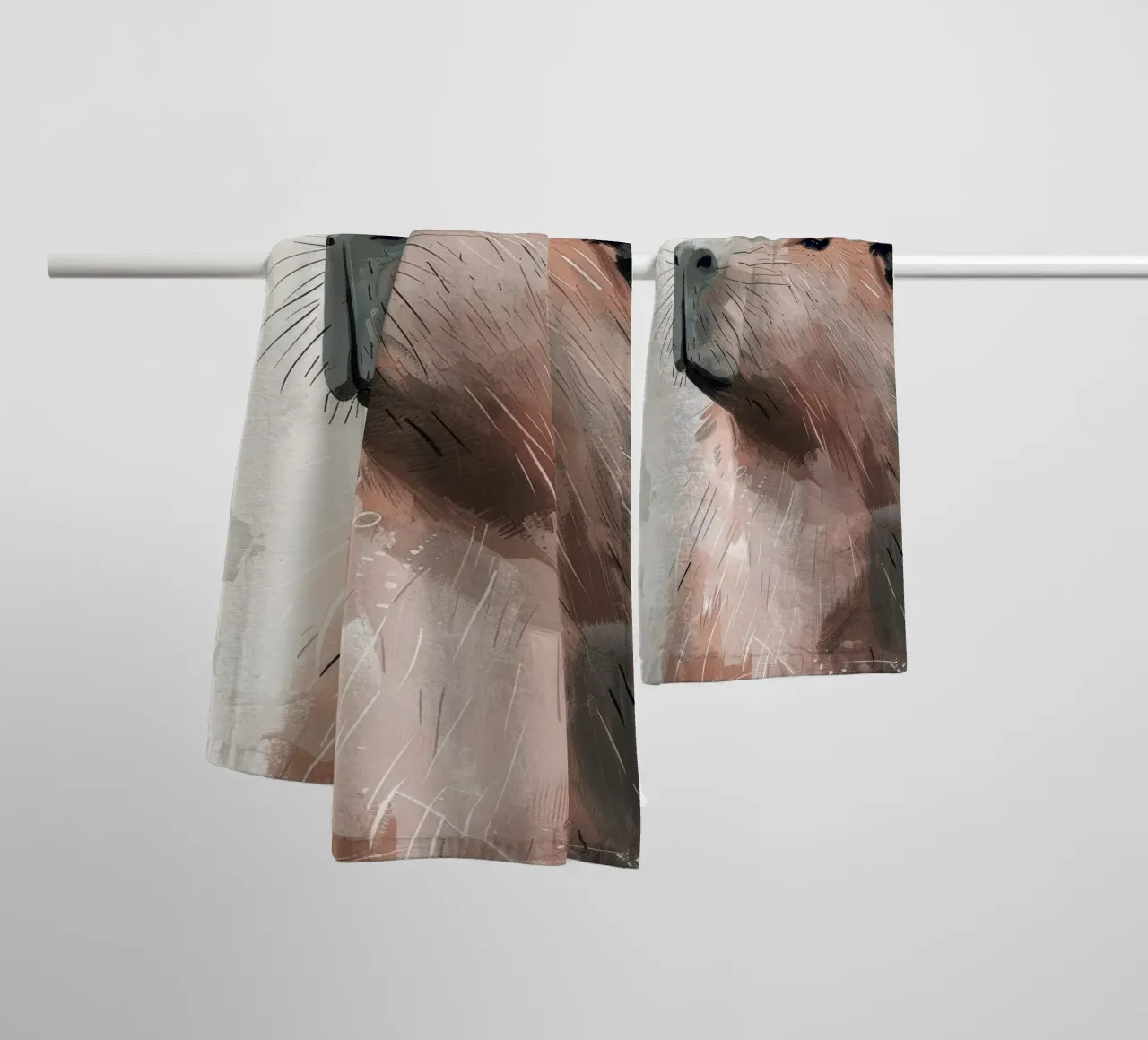 Capybara Portrait towel by DesignDoodle