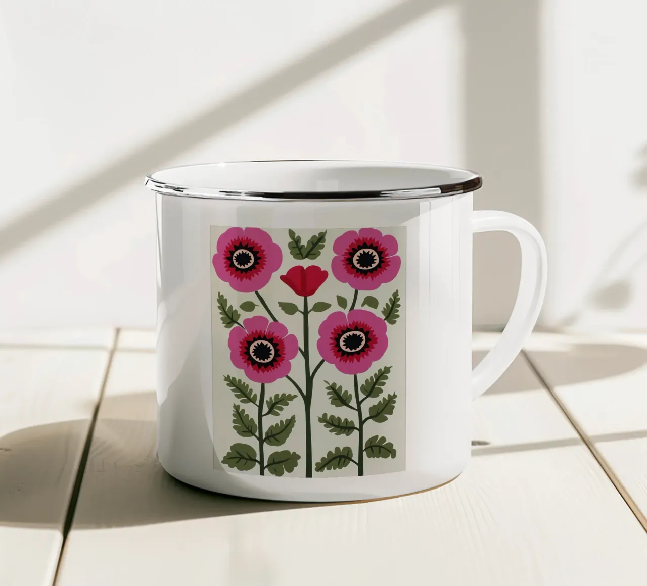 Fiori rosa tazza in smalto da IamHomeStudio