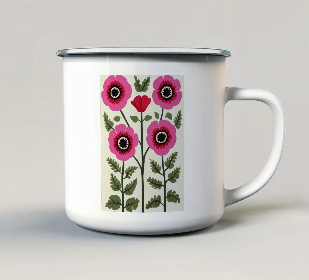 Fiori rosa tazza in smalto da IamHomeStudio