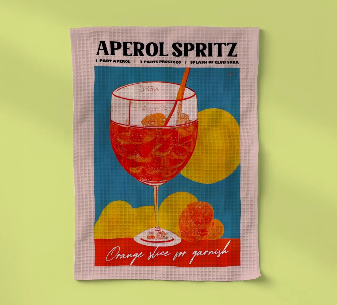 Aperol soda tea towel by John C Labut