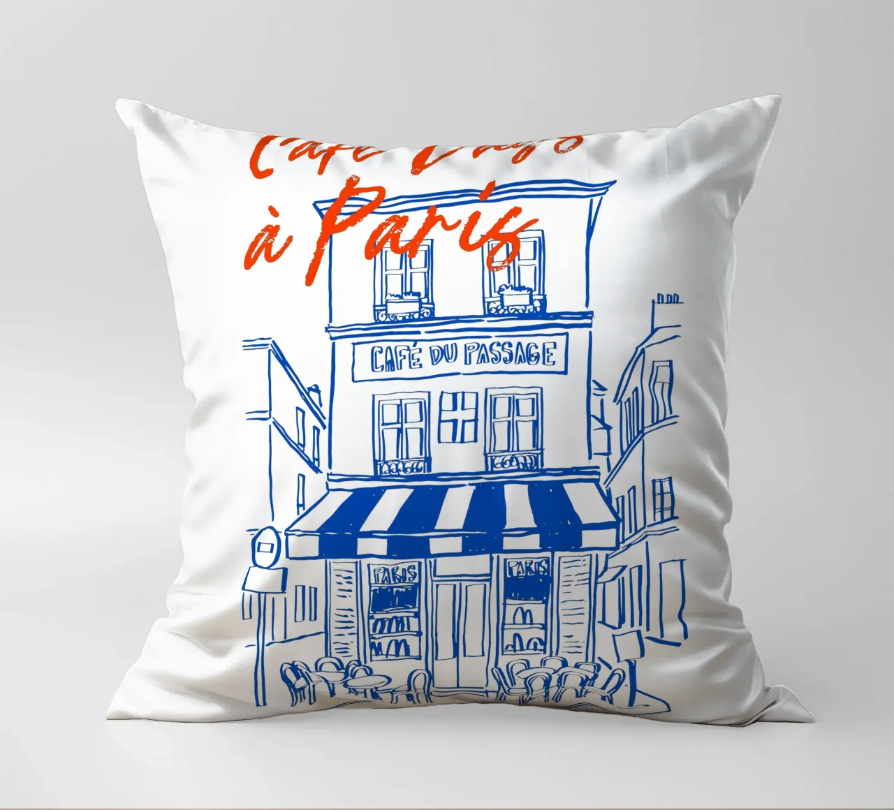 drawing of a Parisian cuscino da ramosashop