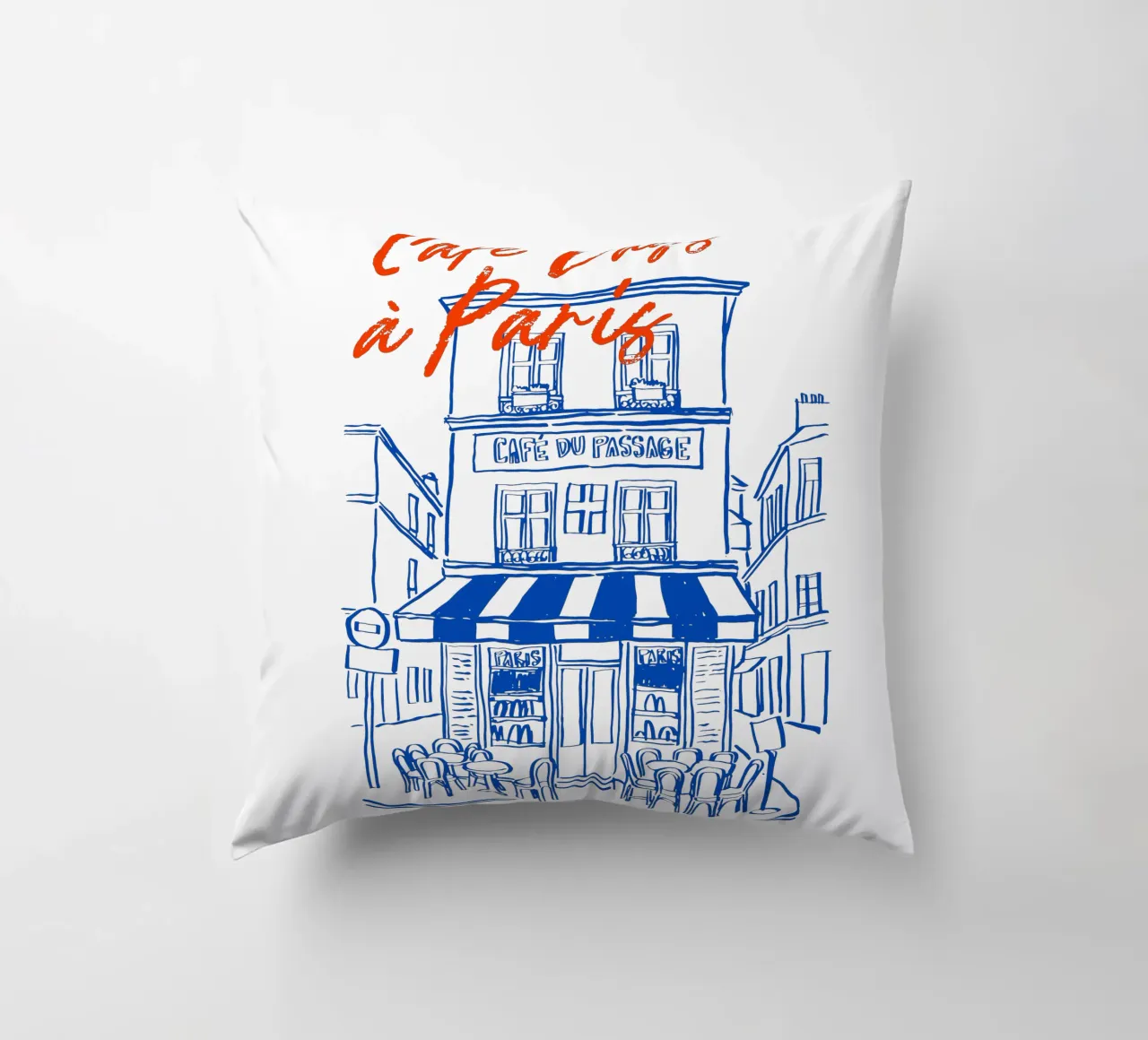 drawing of a Parisian cuscino da ramosashop