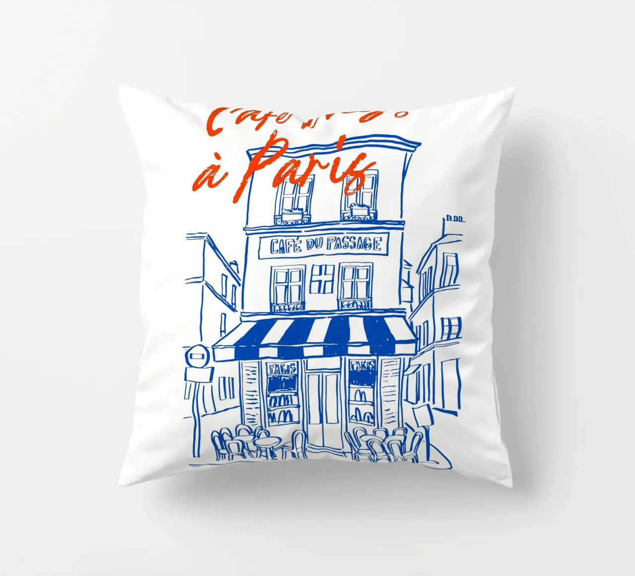 drawing of a Parisian cuscino da ramosashop