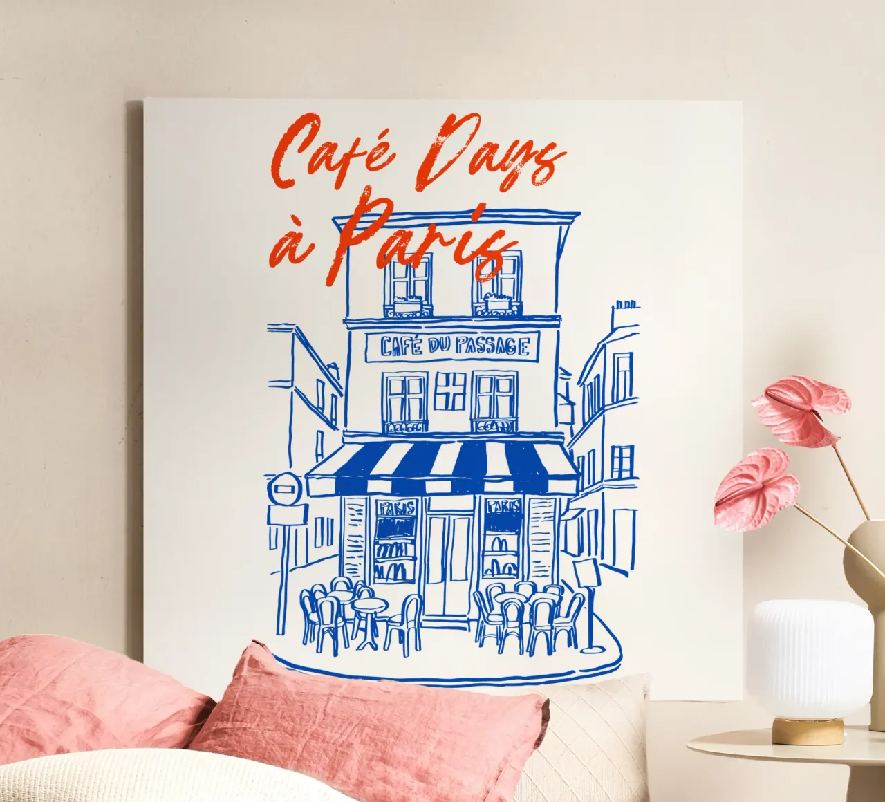 drawing of a Parisian tela con Cornice a cassetta da ramosashop