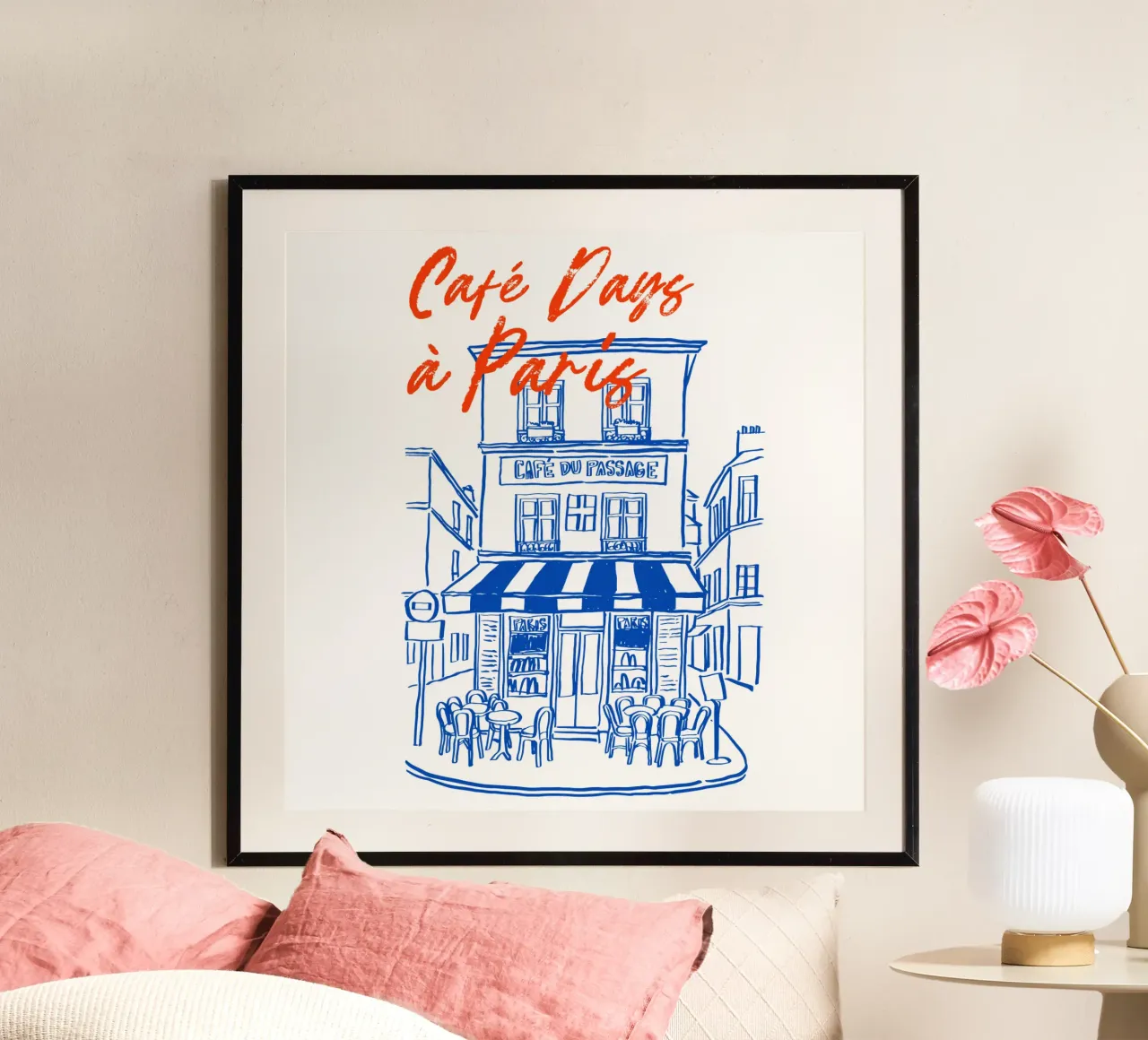 drawing of a Parisian poster con telaio in alluminio da ramosashop
