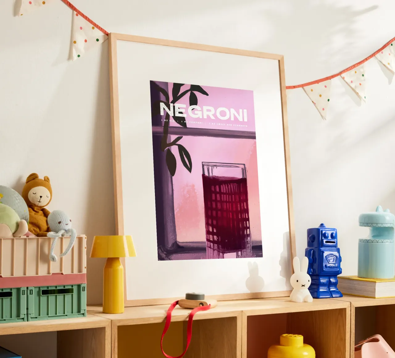 cocktails negroni poster avec cadre en aluminium de John C Labut