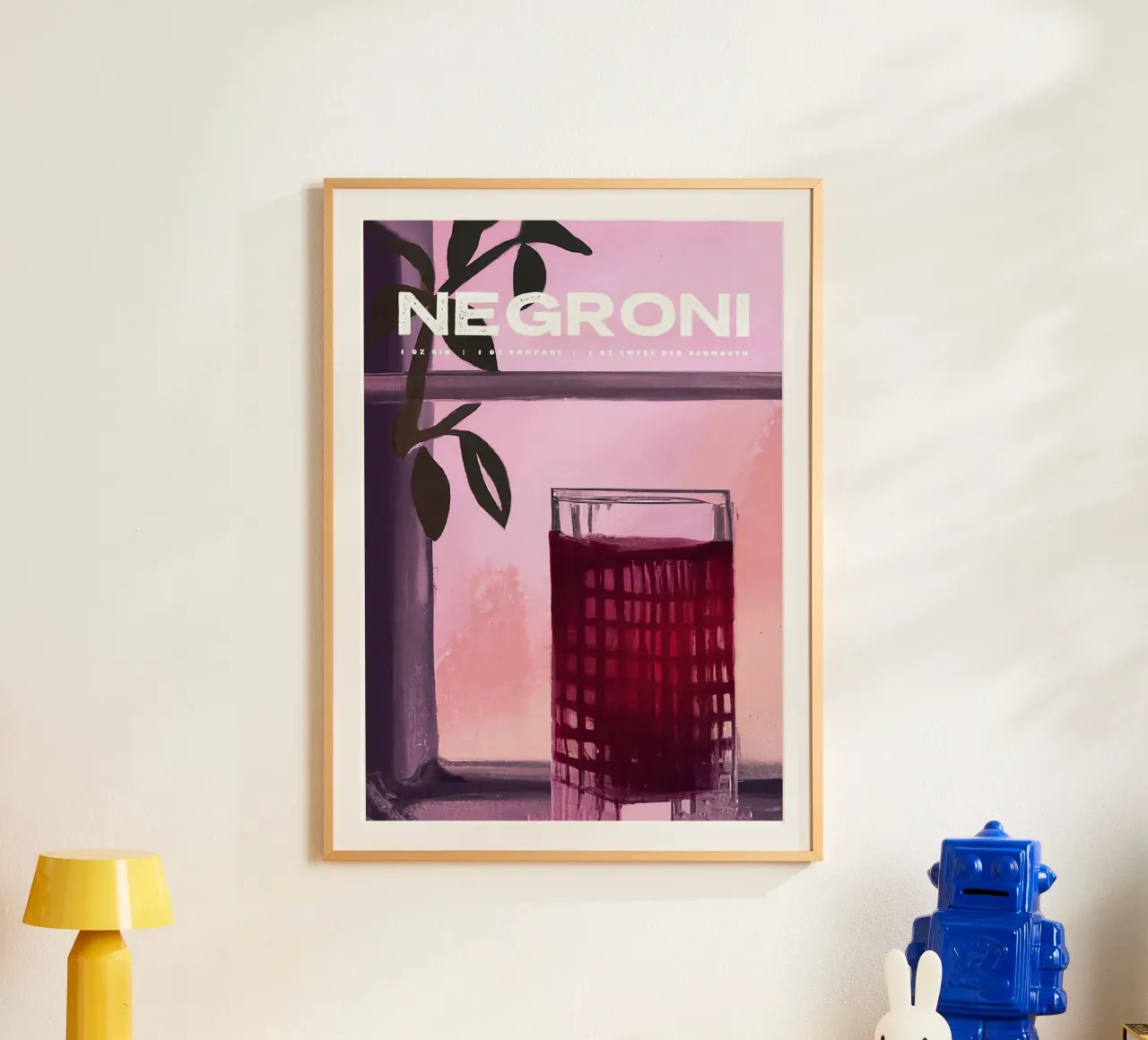 cocktails negroni poster avec cadre en aluminium de John C Labut
