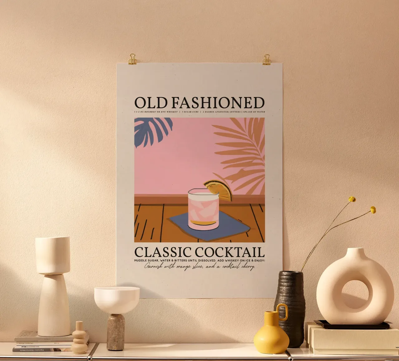 cocktail à l'ancienne poster de John C Labut