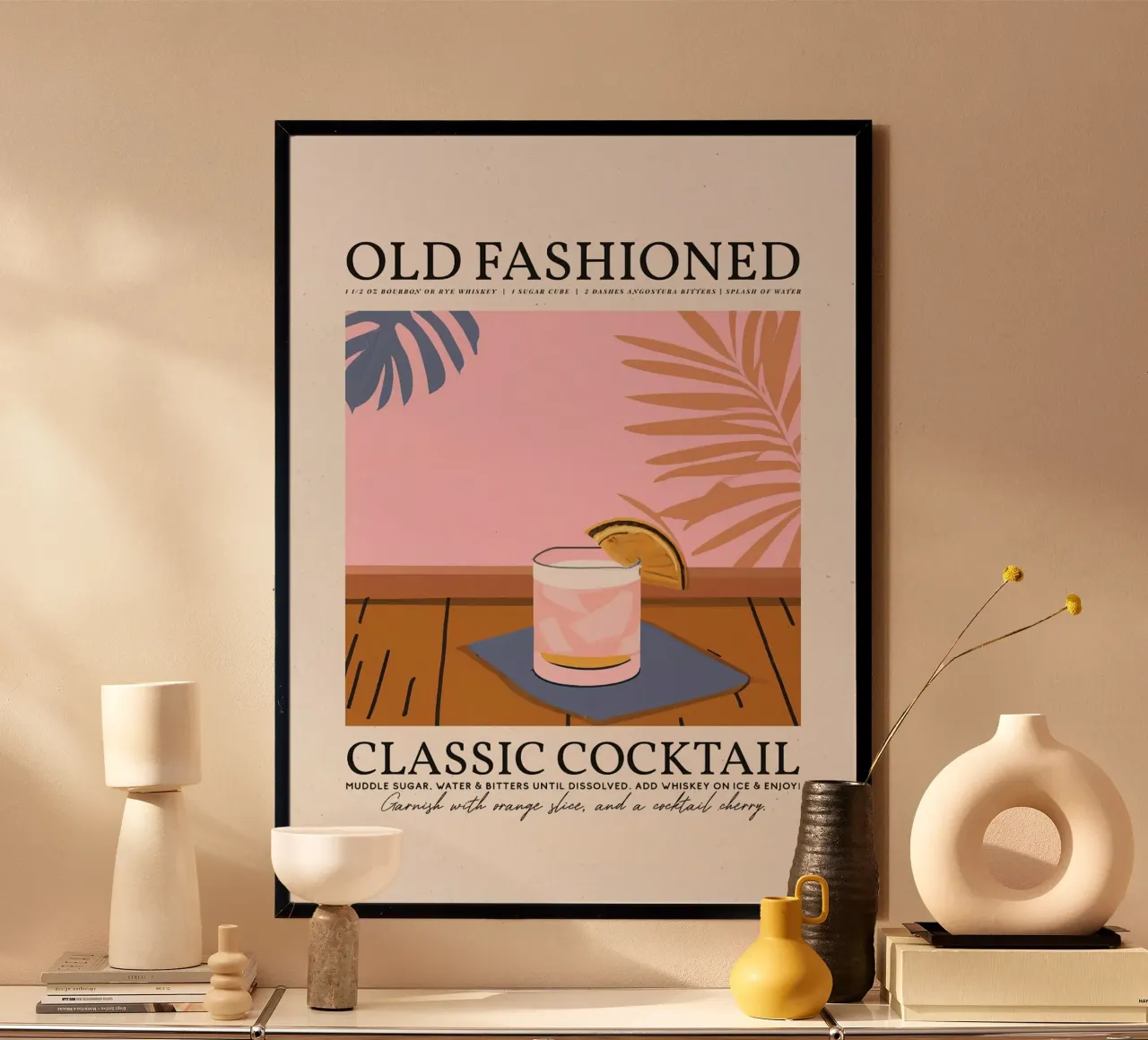 cocktail à l'ancienne poster de John C Labut