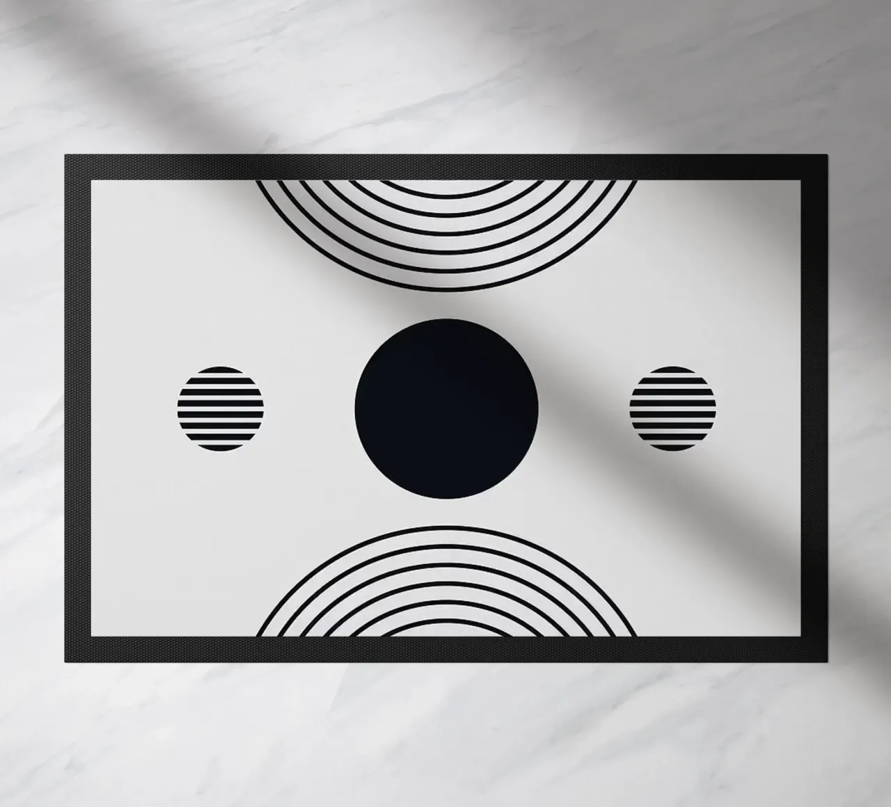 concentric circular geometric patterns doormat by Lindsey W Fernandez
