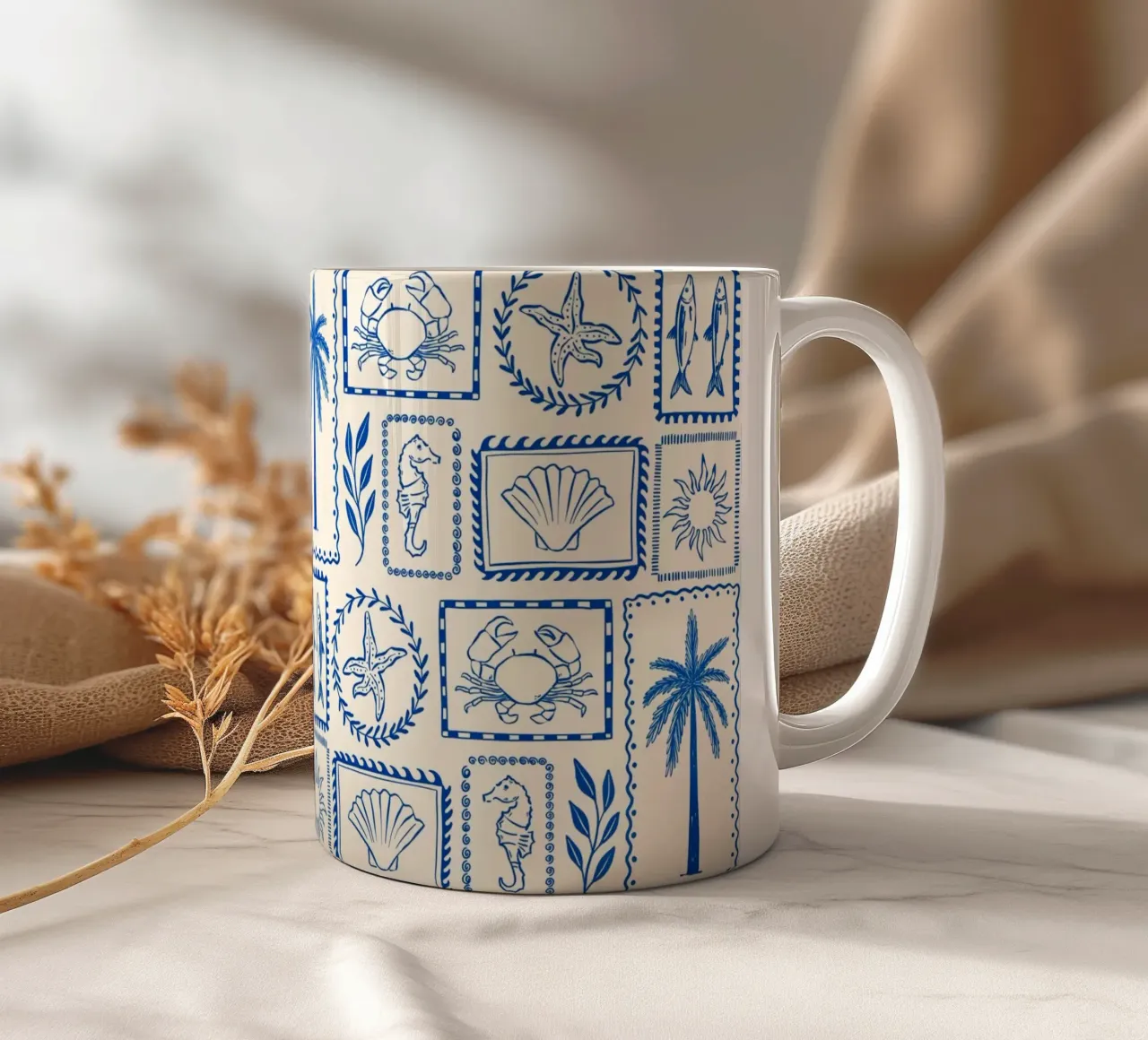 Dolce Vita blu e bianco tazza in ceramica da dafnedesignstudio