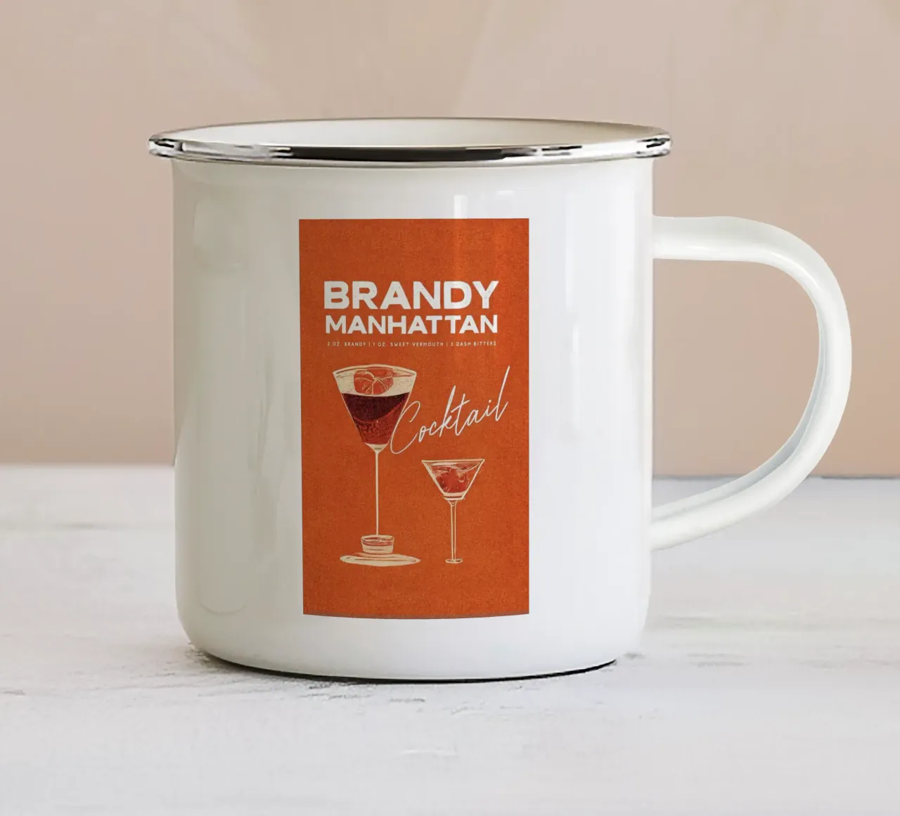 cocktail brandy manhattan tazza in smalto da John C Labut