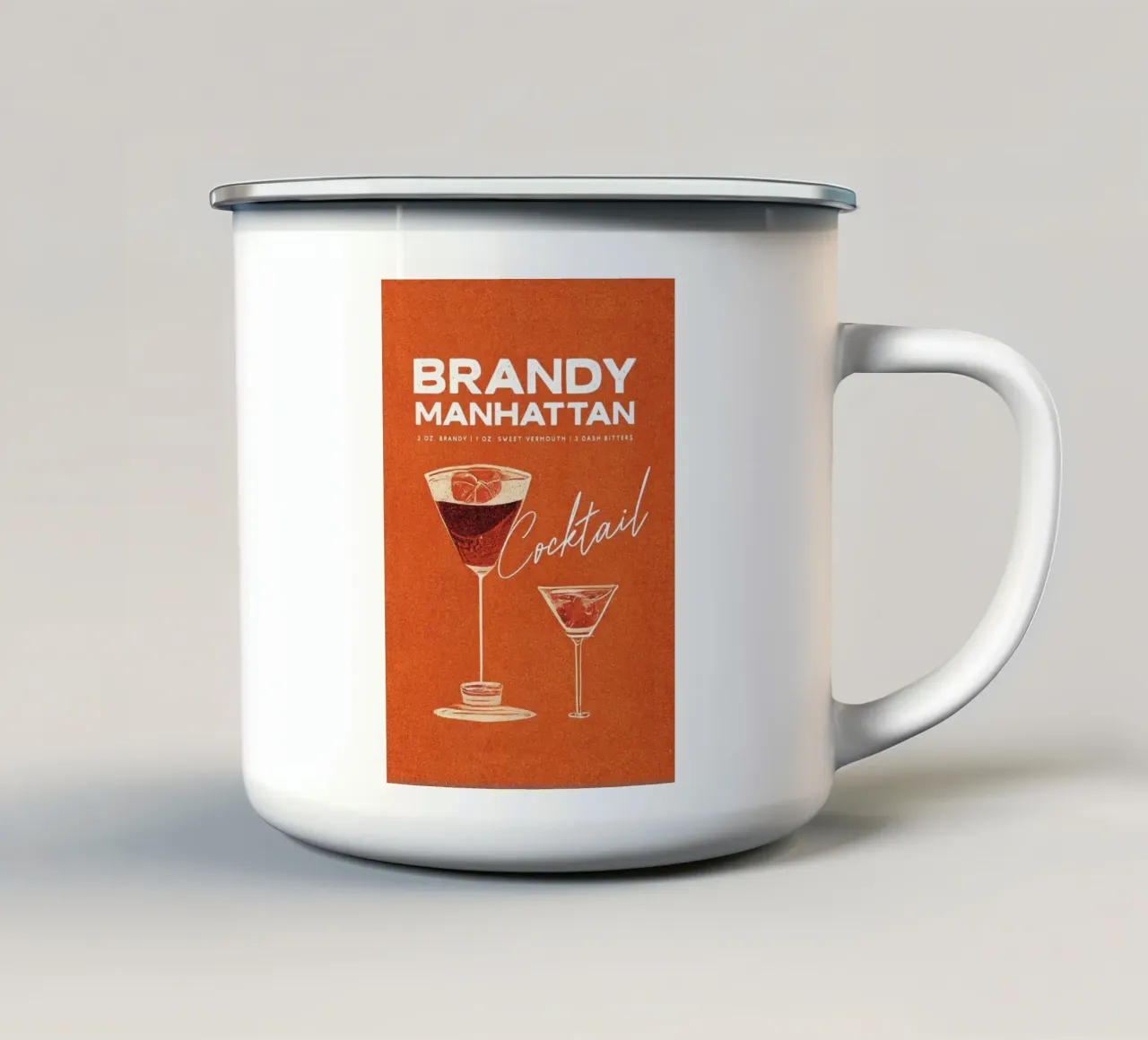 cocktail brandy manhattan tazza in smalto da John C Labut
