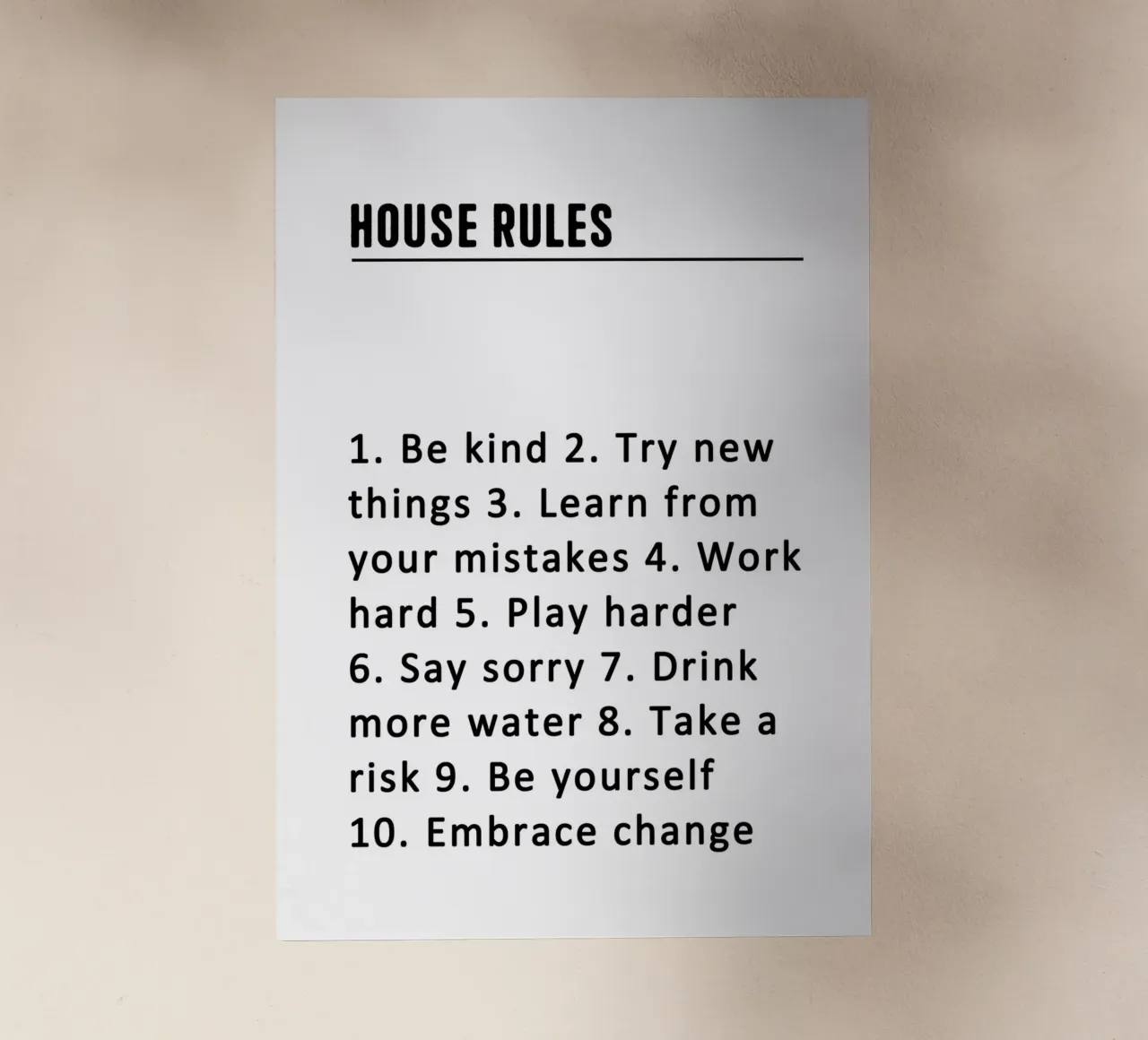 House Rules pellicola backlit da WORD & WONDER