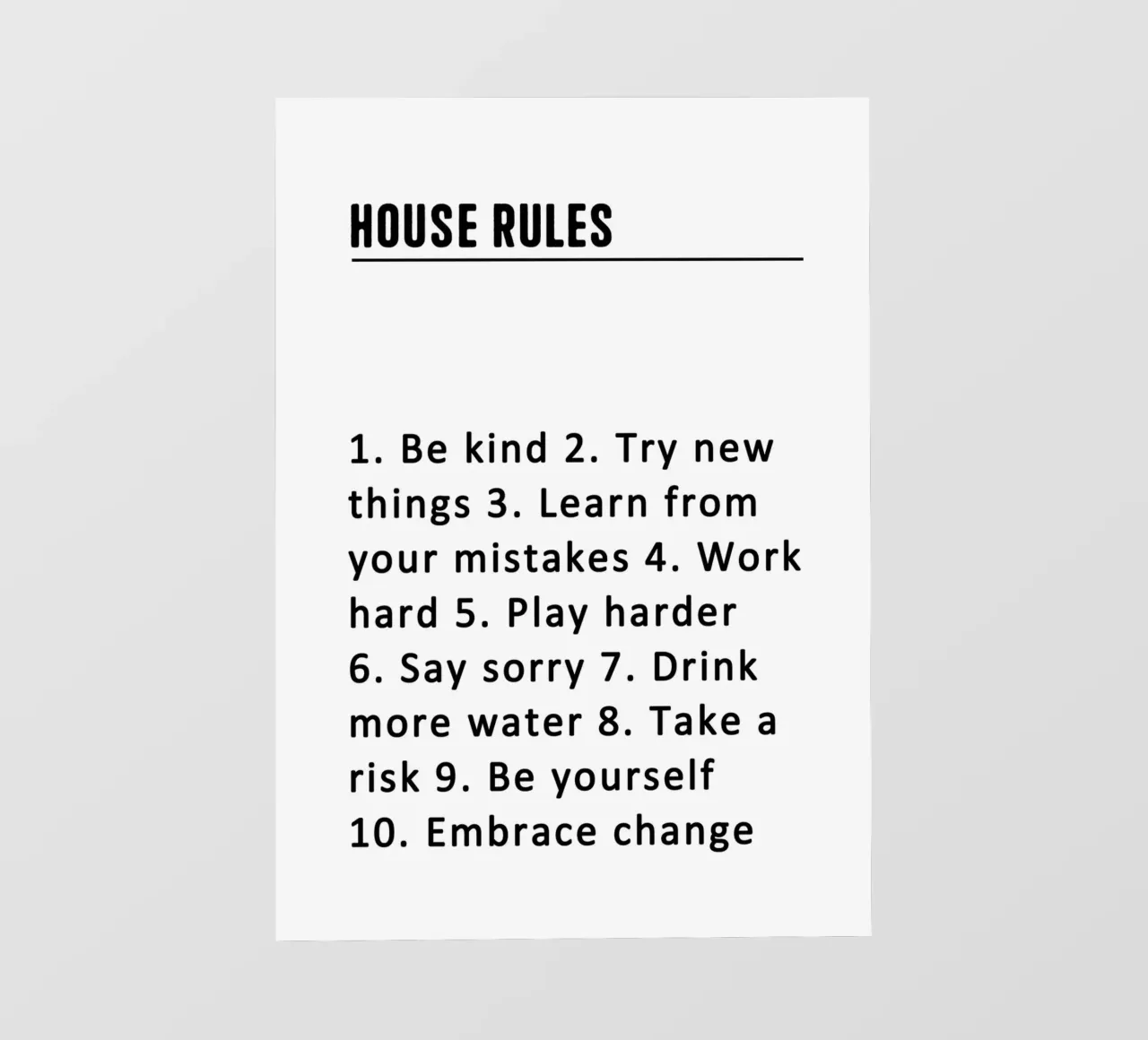 House Rules pellicola backlit da WORD & WONDER