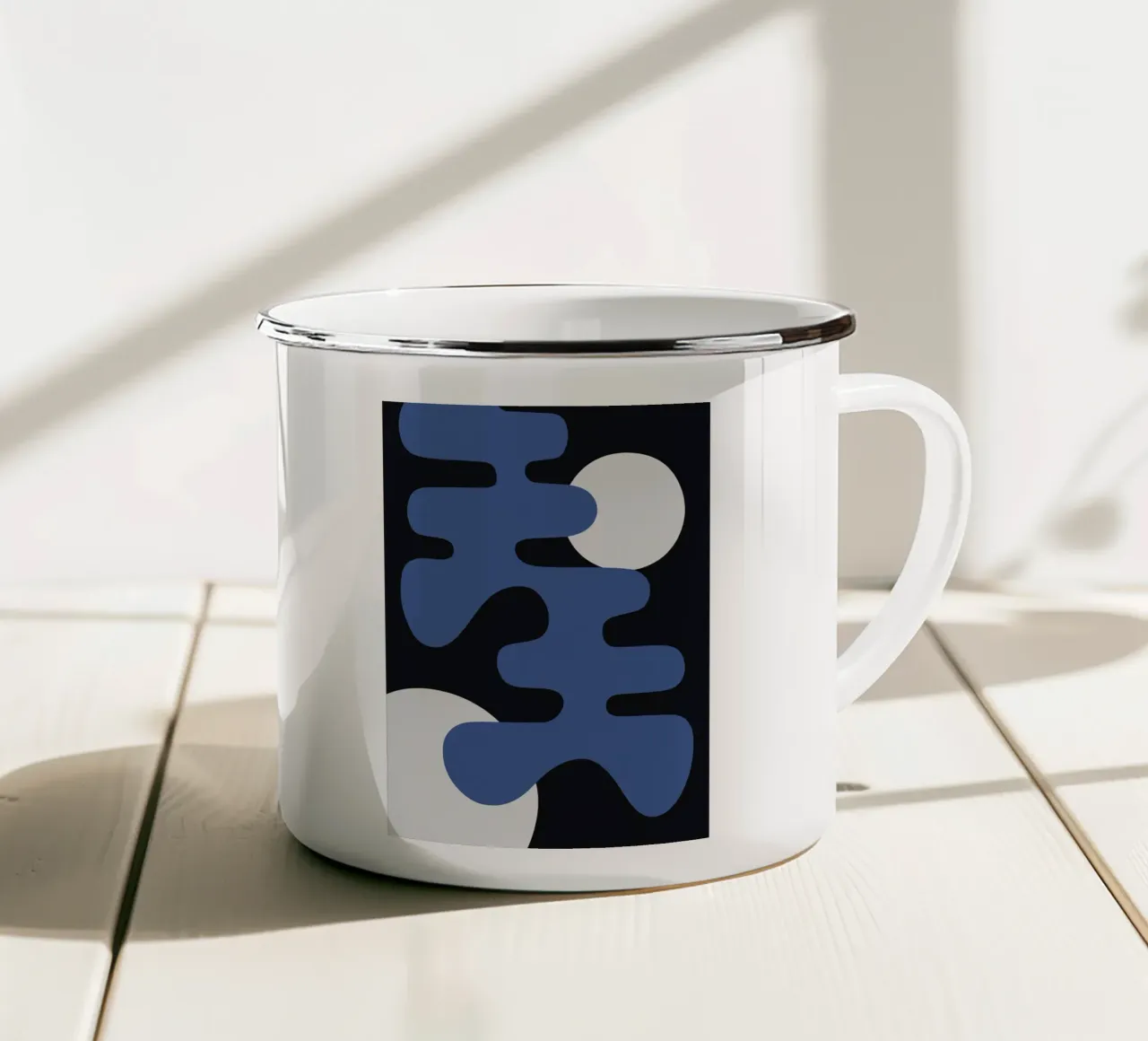 abstrakte Formen Kreise blau Formen Emaille Tasse von Lindsey W Fernandez