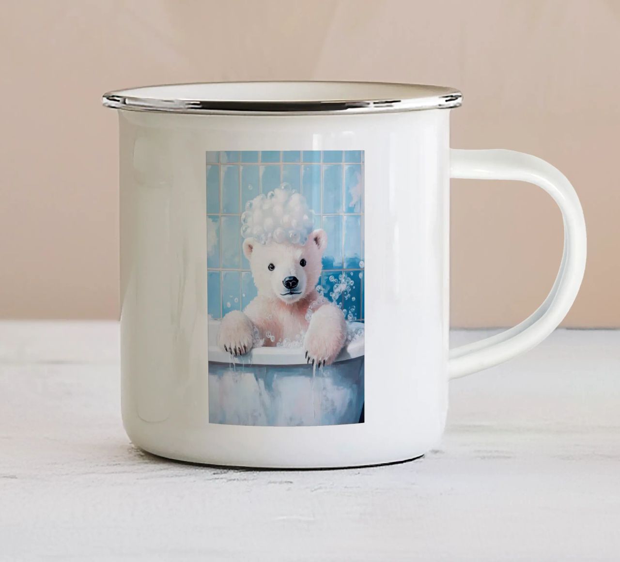 piastrelle per vasca da bagno con orso polare tazza in smalto da Lindsey W Fernandez