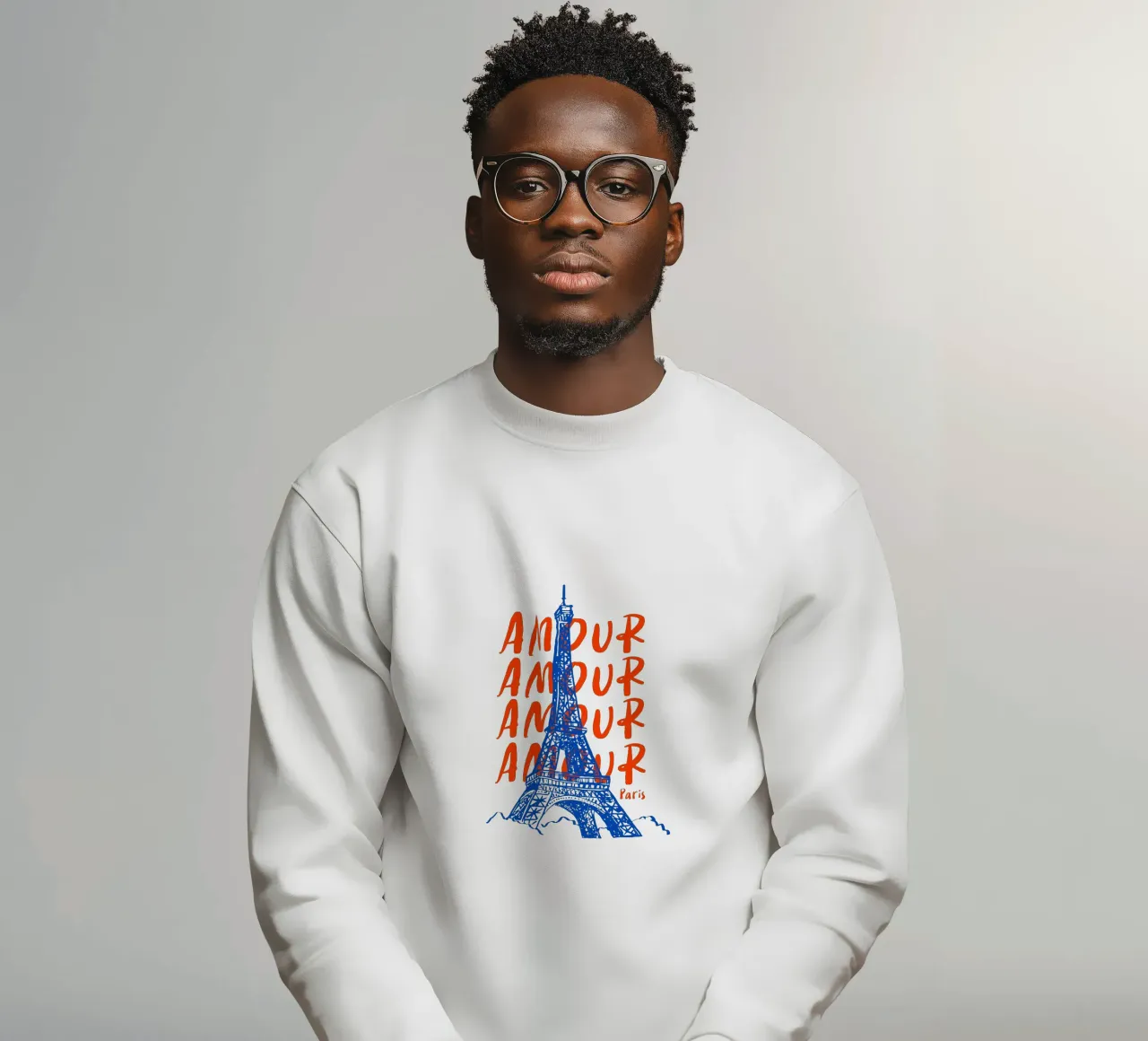 blue Eiffel Tower design felpa da ramosashop