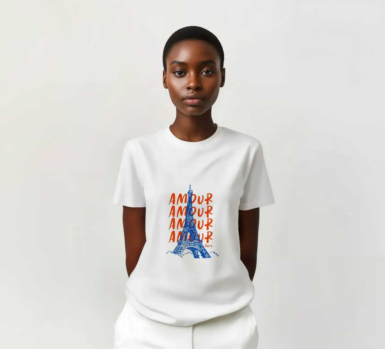 blue Eiffel Tower design t-shirt da ramosashop