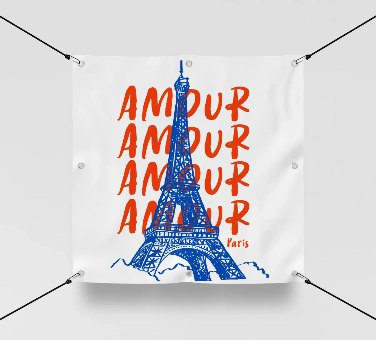 blue Eiffel Tower design telo in pvc da ramosashop