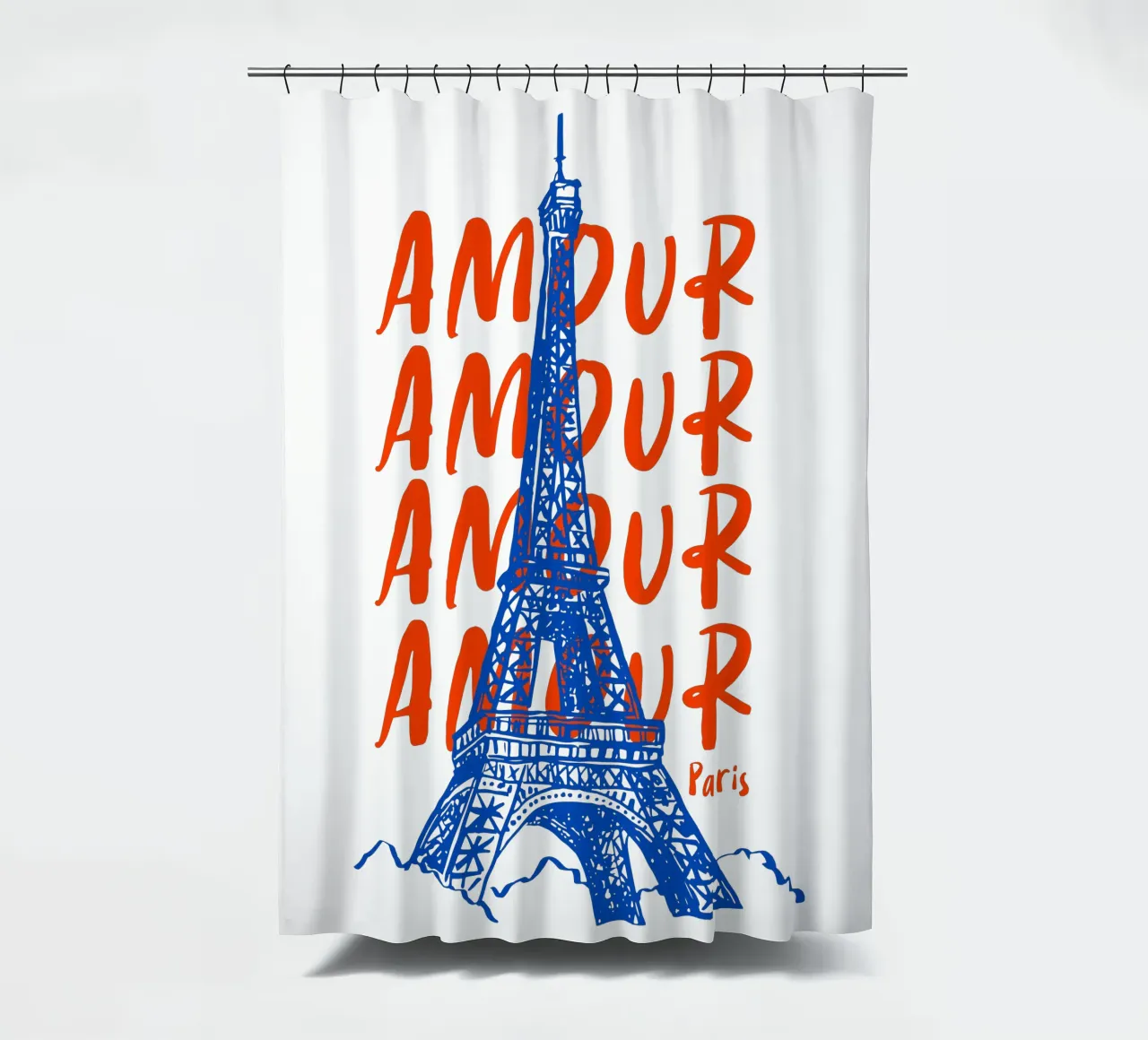 blue Eiffel Tower design tenda da doccia da ramosashop