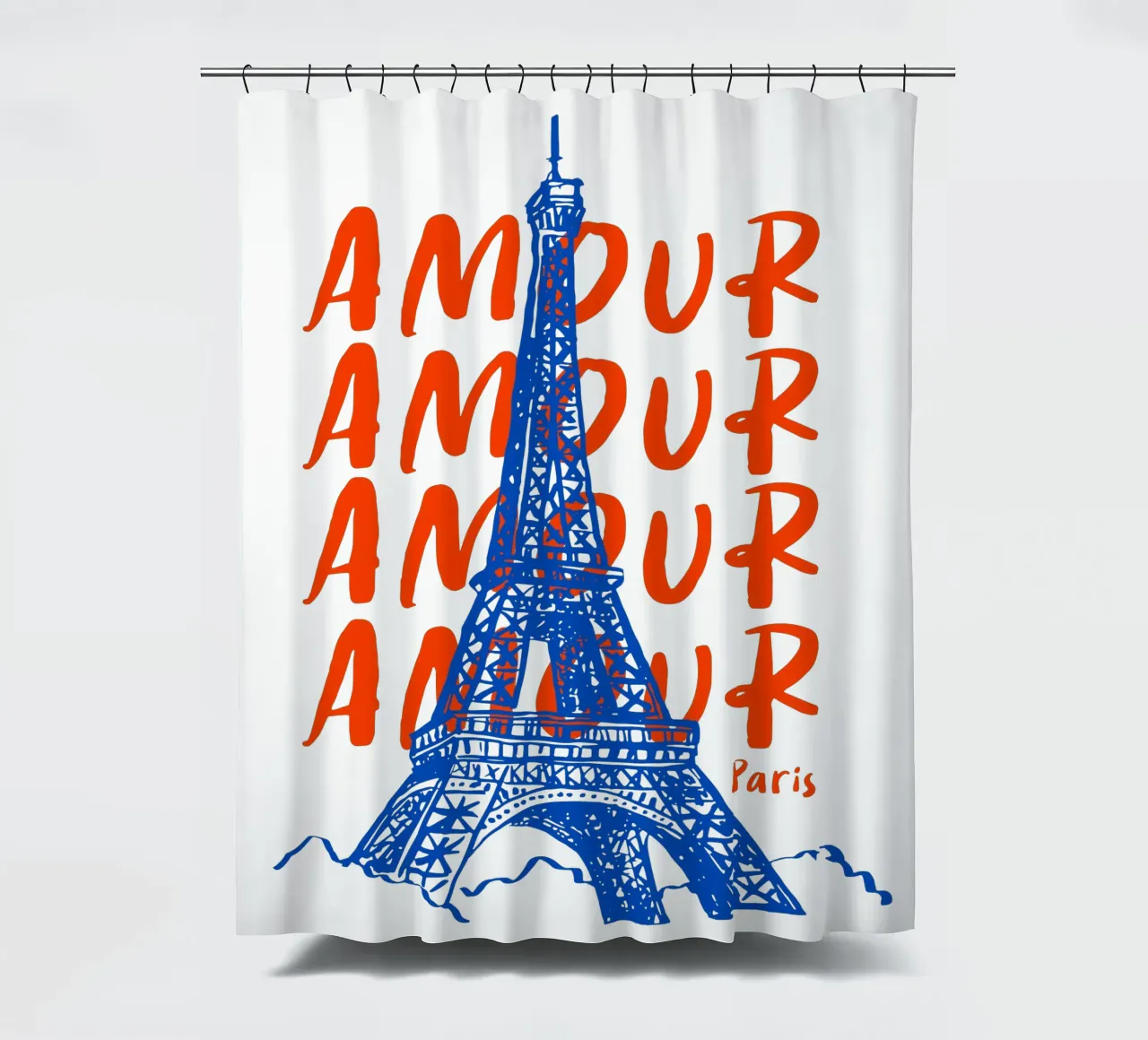 blue Eiffel Tower design tenda da doccia da ramosashop